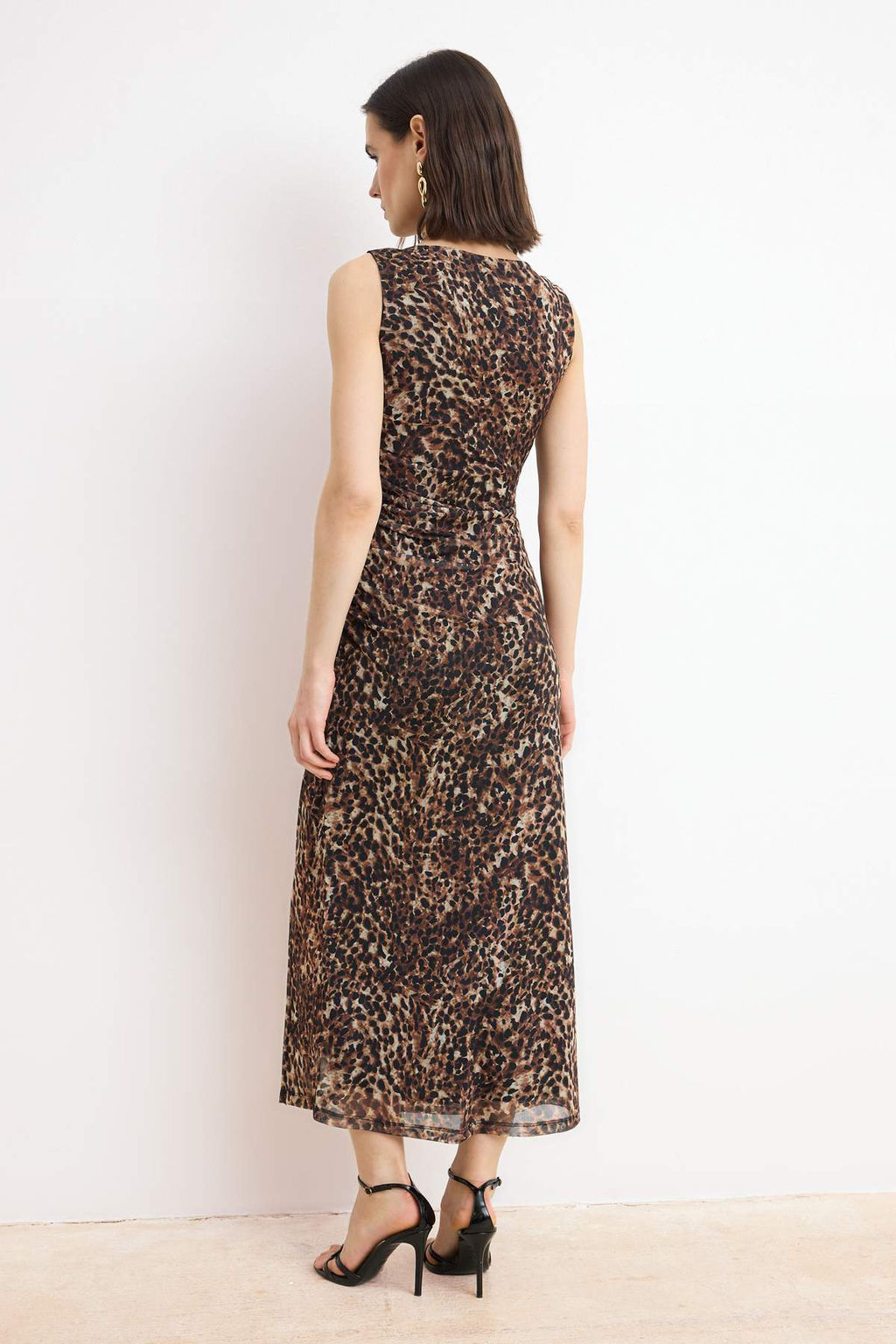 Cok Renkli Animal Bodycon Kay?k Yaka Kolsuz Mini Tul Astarl? Orme Elbise TWOSS26EL00476 - Trendyolmilla фото 4