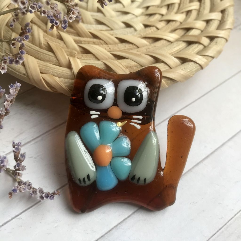 Магнит Кот с ромашкой - Стрекоза фото 2