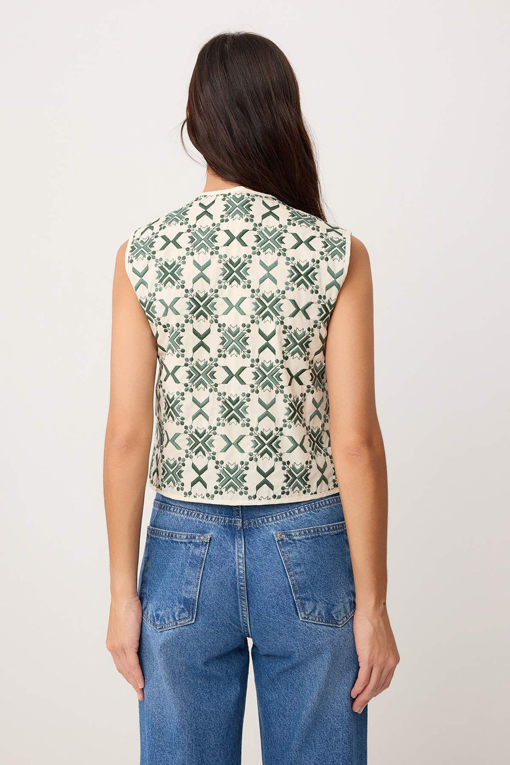 Yesil Geometrik Desenli Nak?sl? Dokuma Yelek TWOSS26YE00043 - Trendyolmilla фото 4