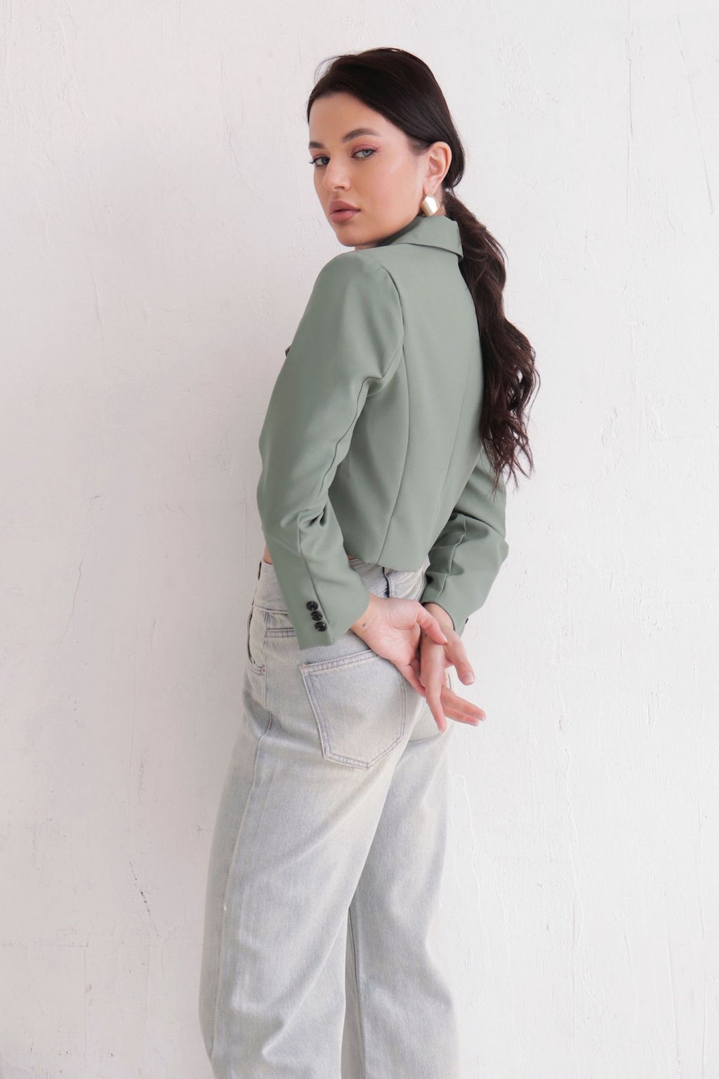 12175 Джинсы-трубы голубые - Martichelli фото 14