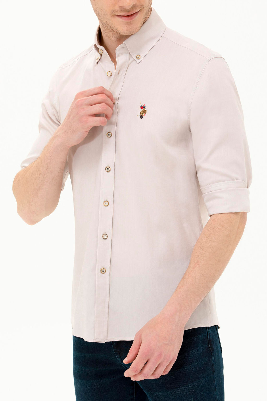 U. S. Polo Assn / Мужская базовая рубашка с длинным рукавом Stone - U.s. polo assn фото 5