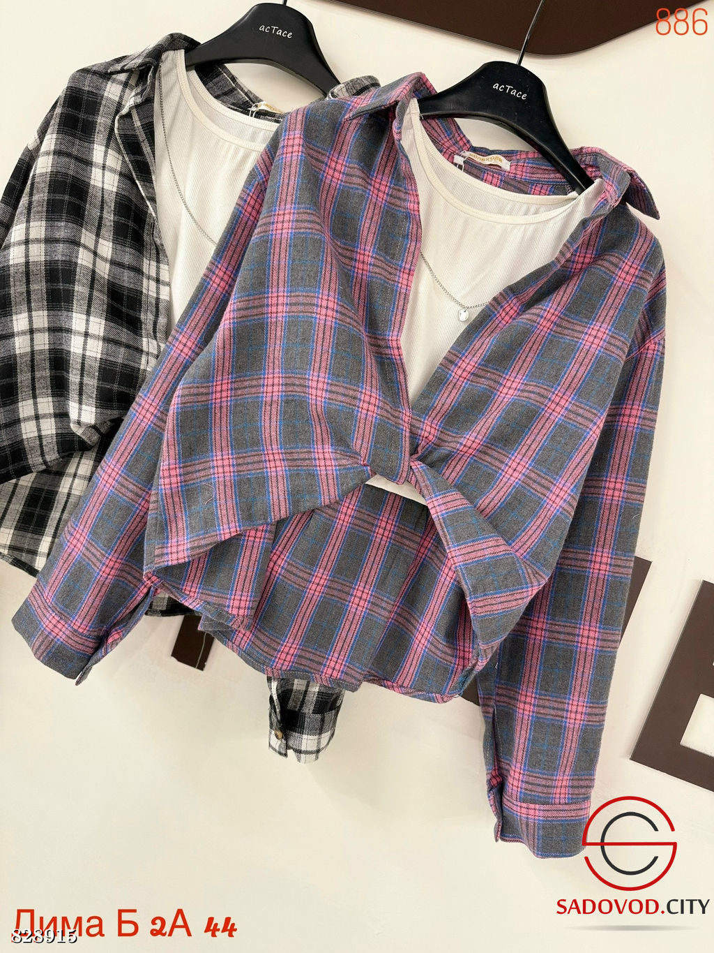 Рубашка женская в клетку с топиком