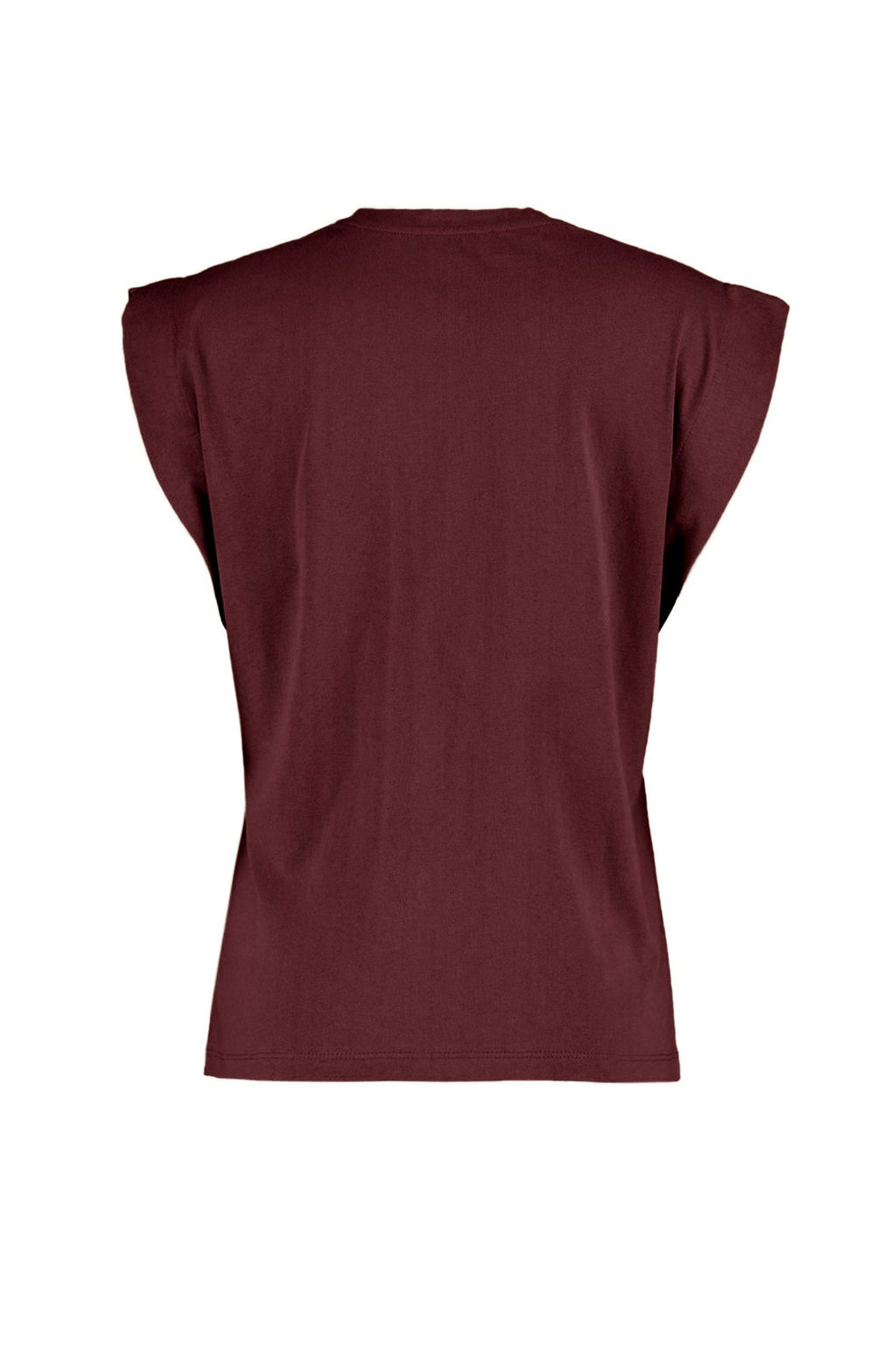 Bordo %100 Pamuk Vatka Gorunumlu Basic Bisiklet Yaka Orme T-Shirt TWOSS20TS0021