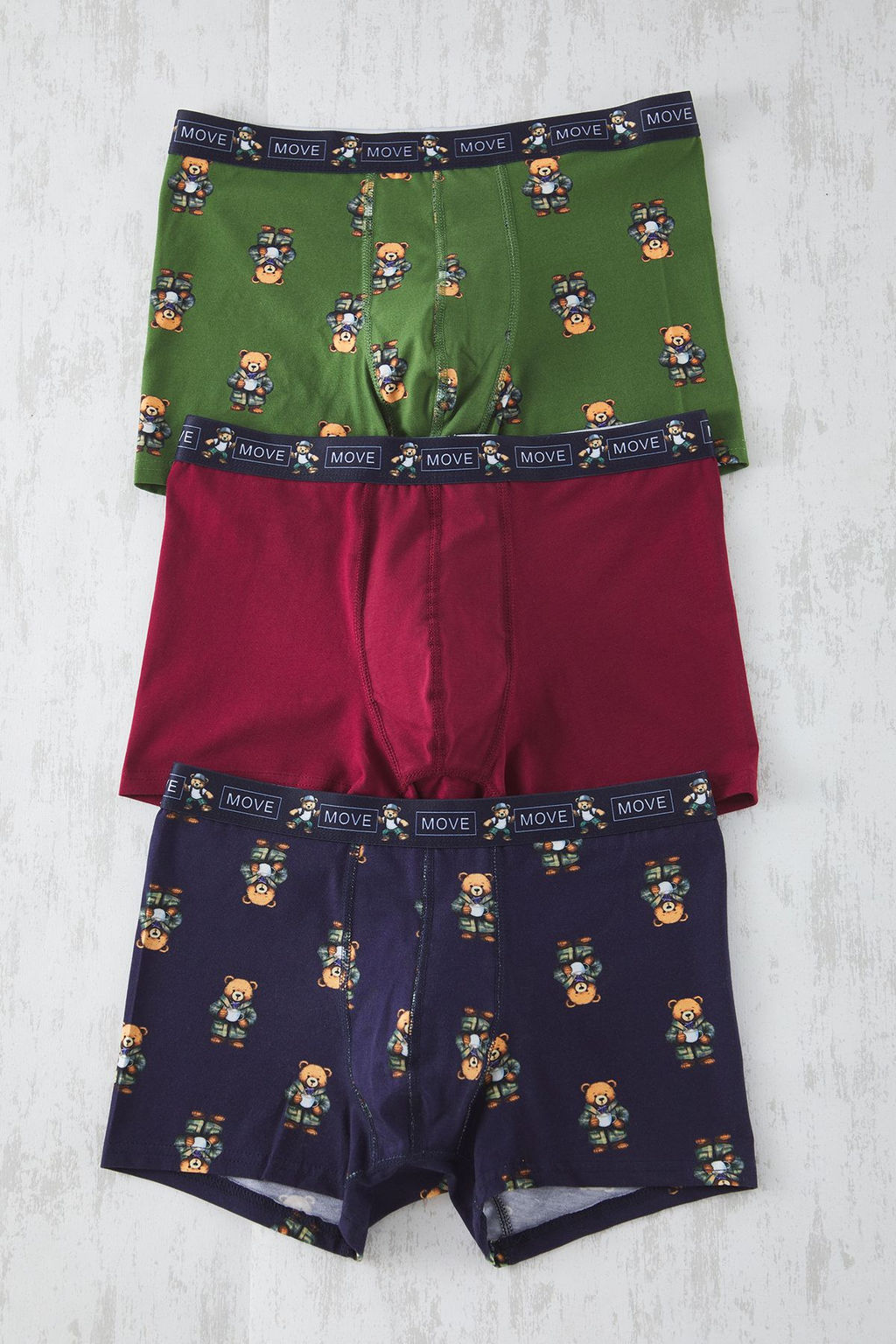 TRENDYOL MAN Cok Renkli 3lu Paket Ay? Bask?l?-Duz Esnek PamukluBoxer TMNSS25BX00008