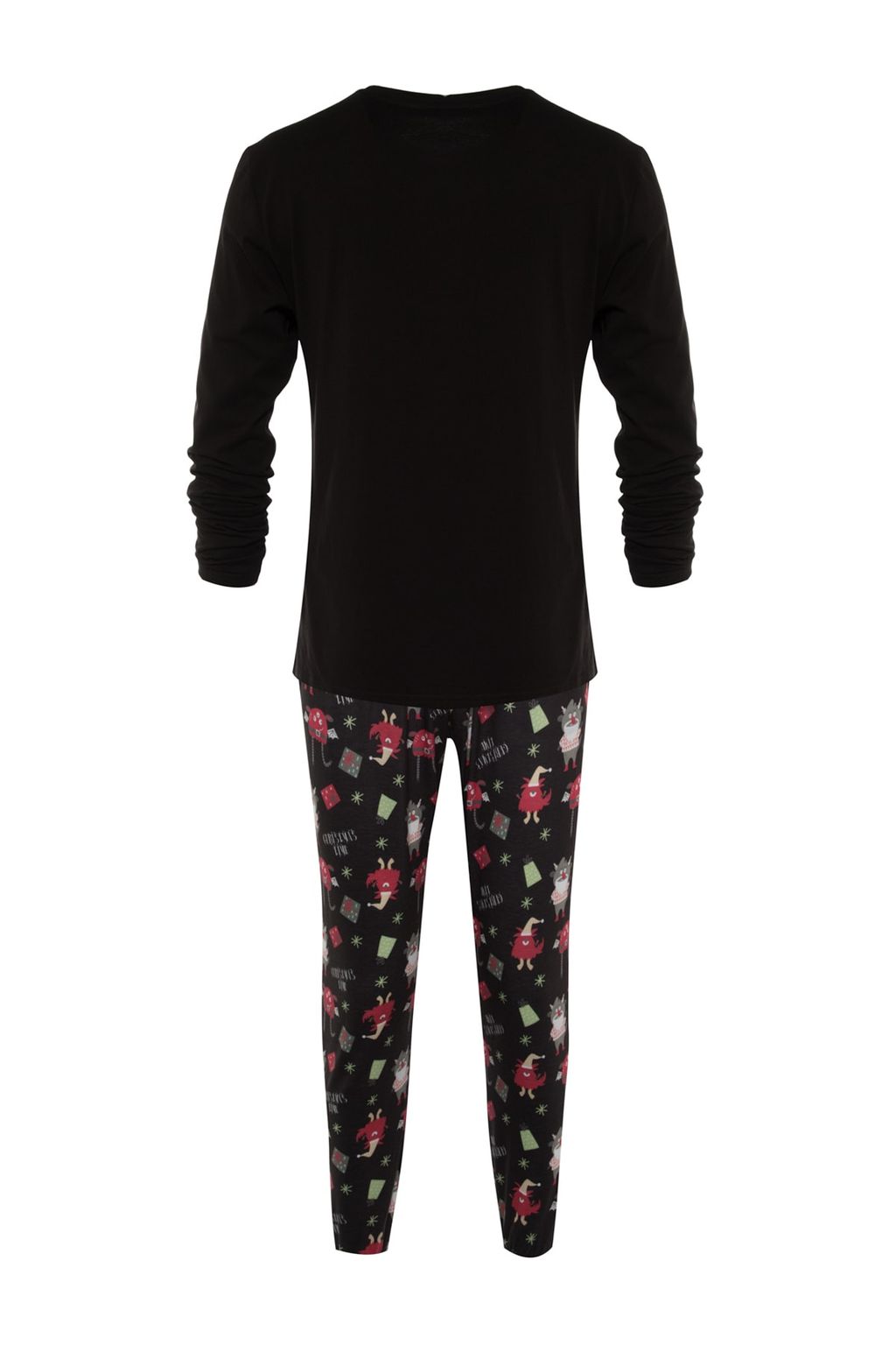 TRENDYOL MAN Siyah %100 Pamuk Bask?l? Regular Fit Orme Pijama Tak?m? TMNAW23PT00025 - Trendyolmilla фото 7