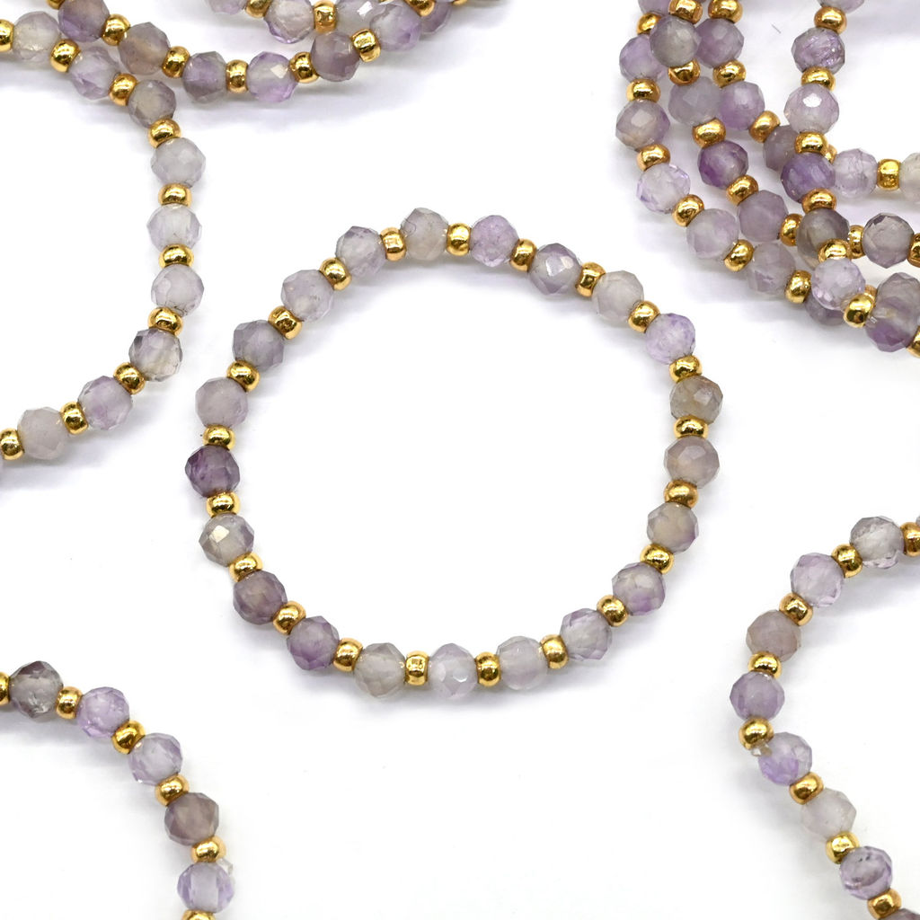 Кольцо на резинке с аметистом шарик 2мм Радуга камня