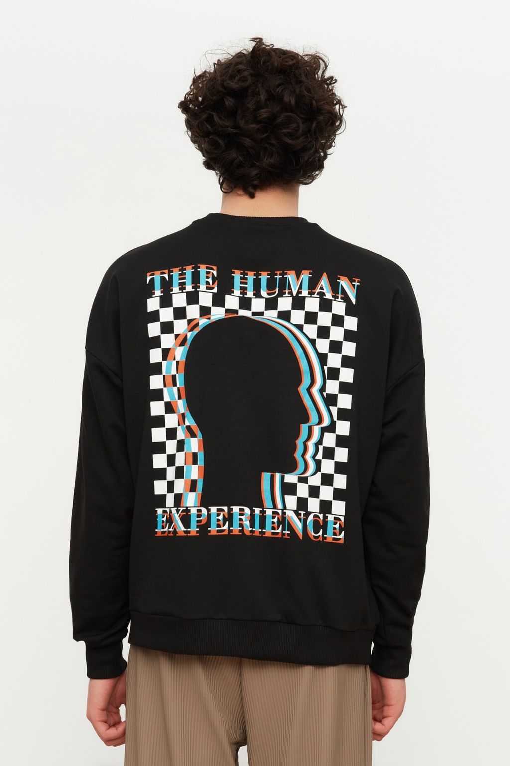 Siyah Oversize/Genis Kesim Bask?l? Sweatshirt TMNAW22SW0417