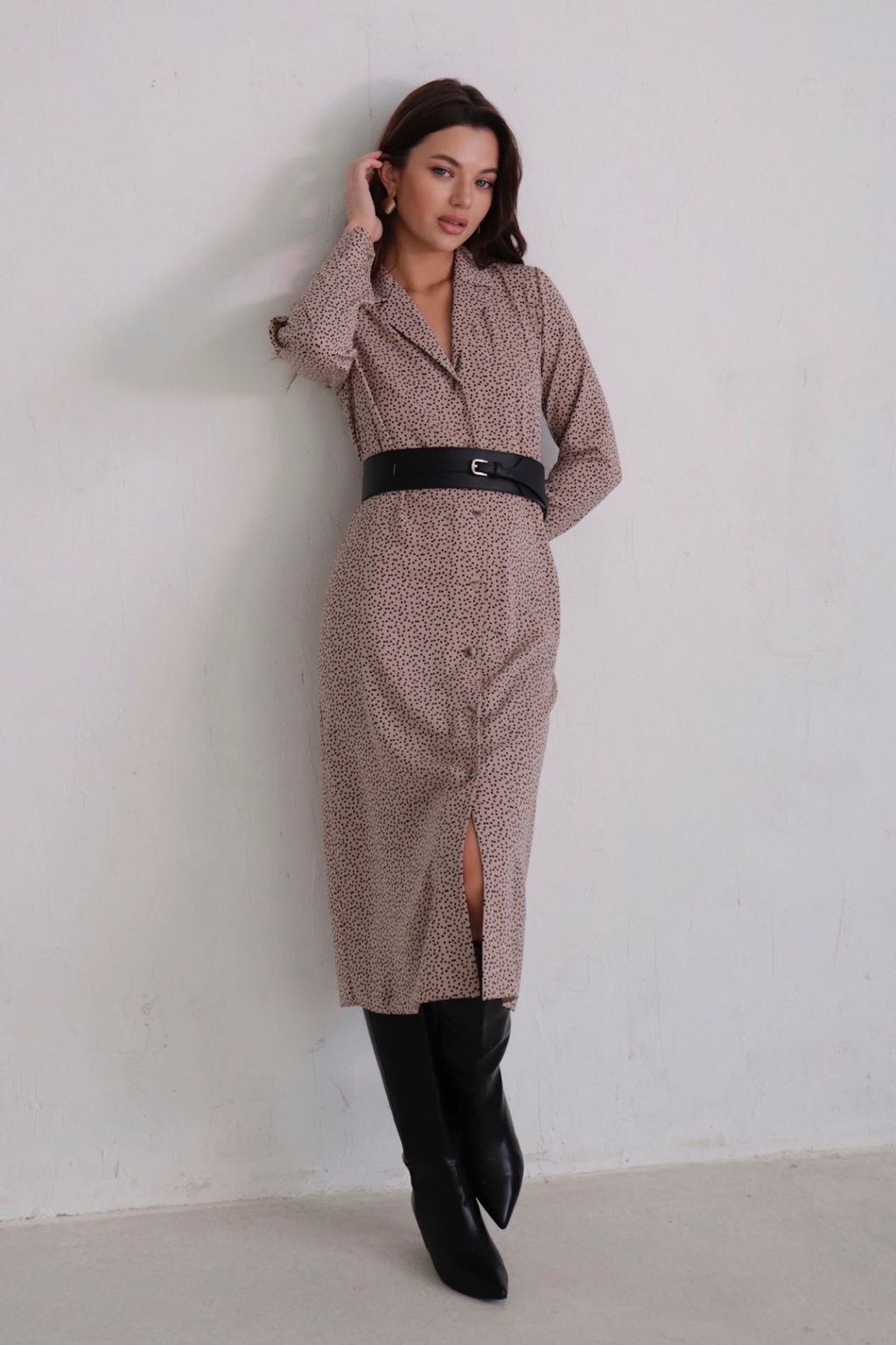 Платье-рубашка с английским воротником принт - Martichelli фото 194