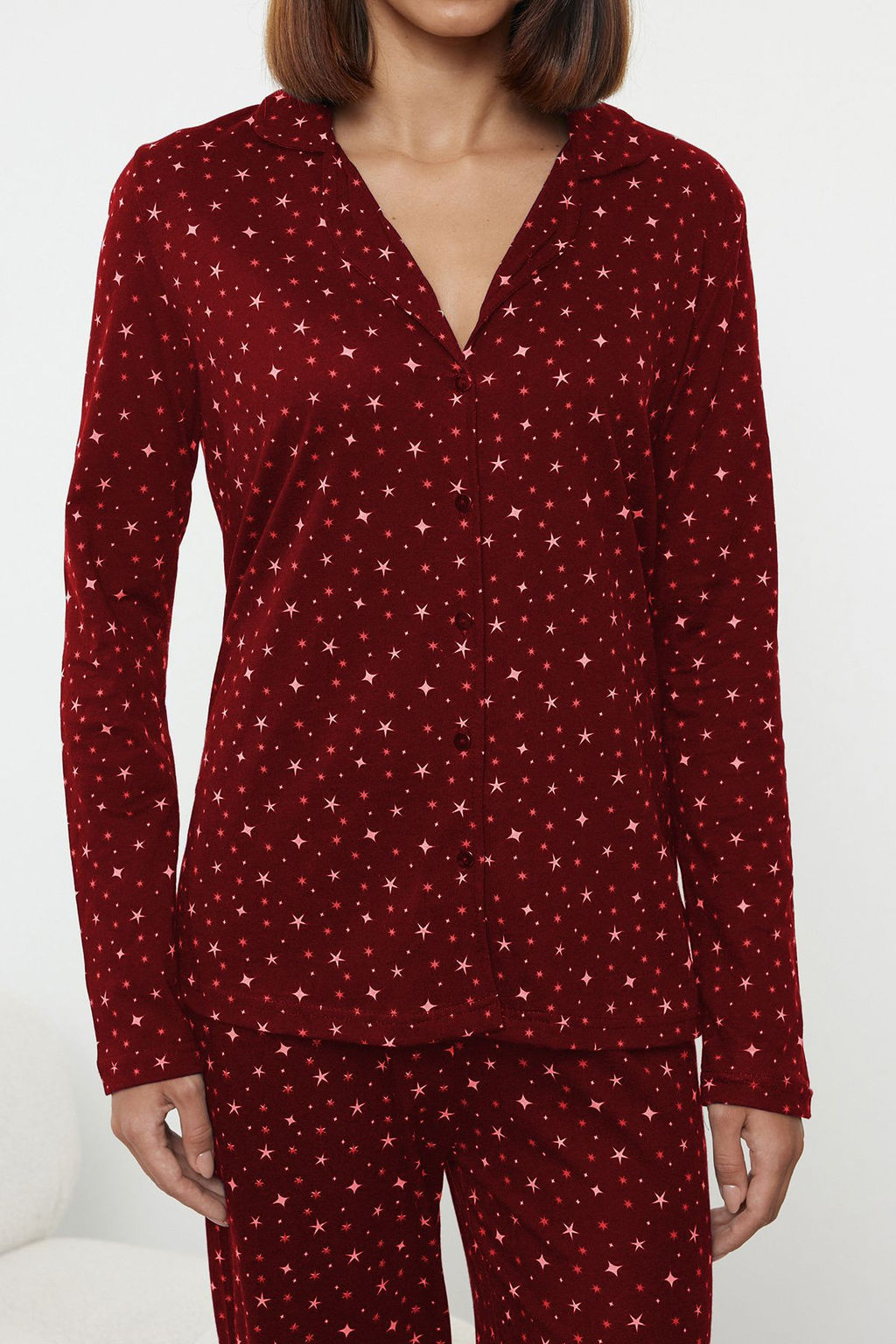 Trendyolmilla Lacivert %100 Pamuklu Galaksi Desenli Orme Pijama Tak?m? THMAW25PT00097  фото 12
