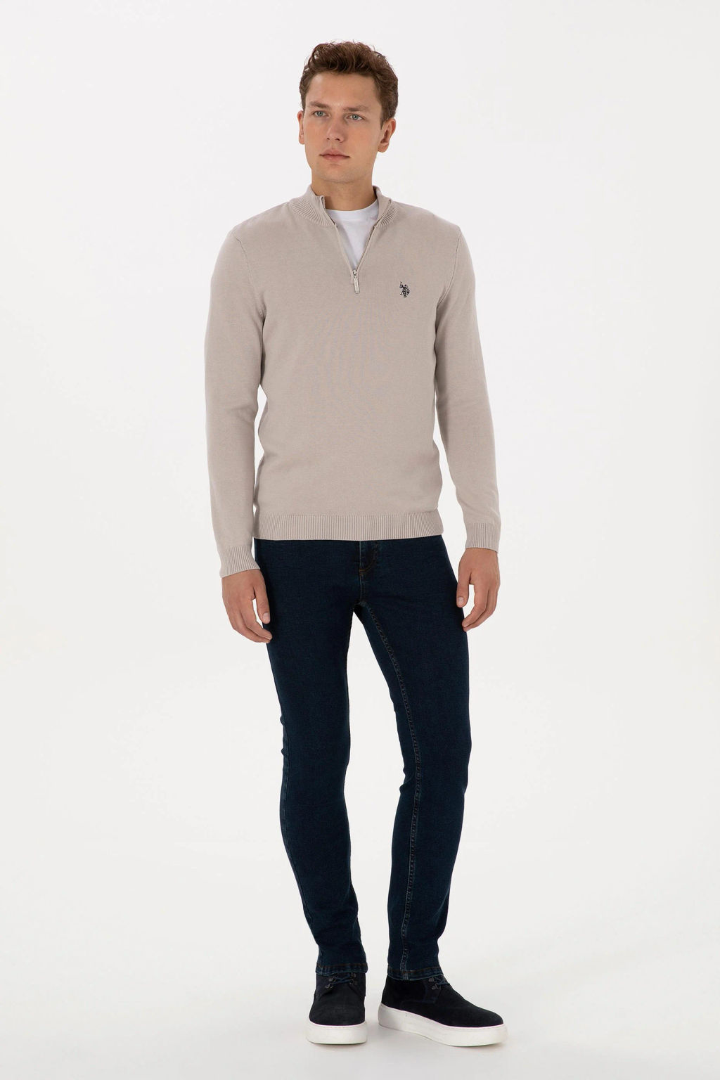 Erkek Slim Fit Yar_m Fermuarl_ Ta_ Basic Kazak - U.s. polo assn фото 4