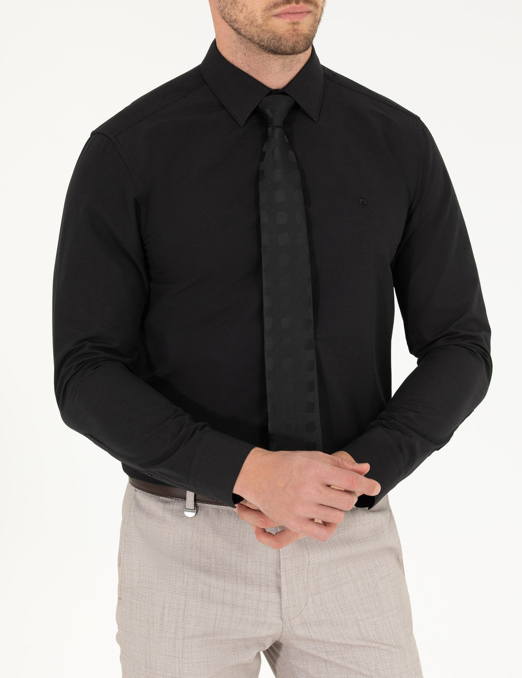 Siyah Slim Fit Uzun Kollu Klasik G_mlek
