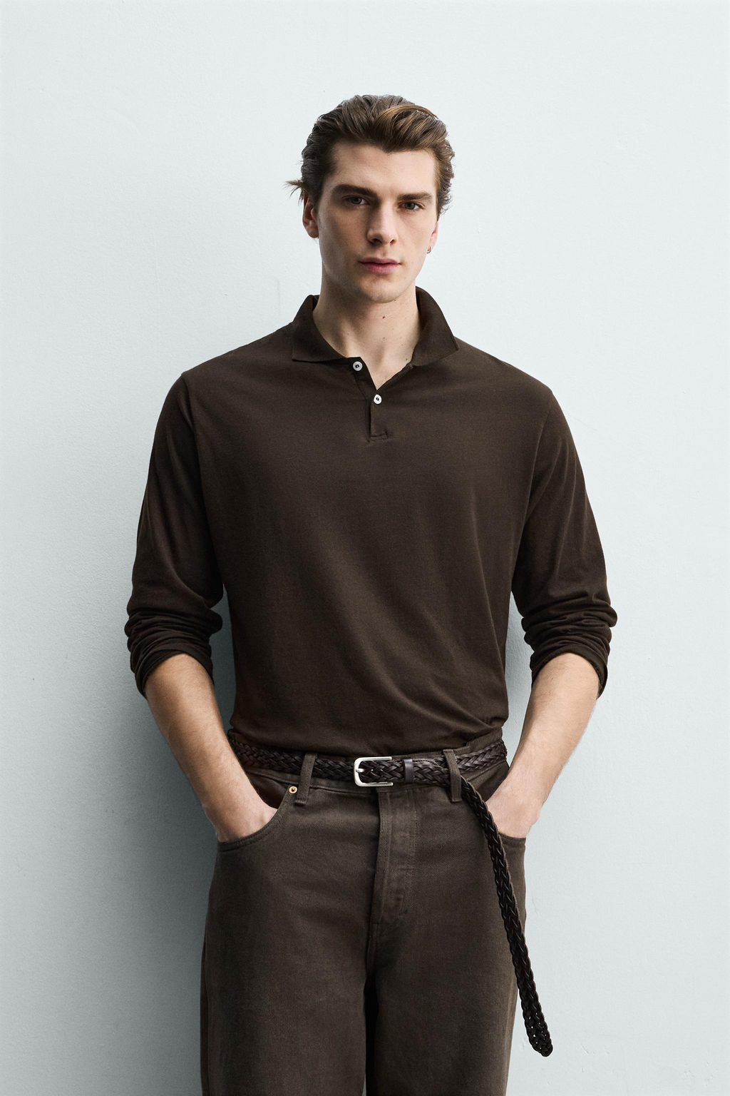 POLO REGULAR FIT ESTRUCTURA ALGOD?N / Marr?n - Zara фото 2