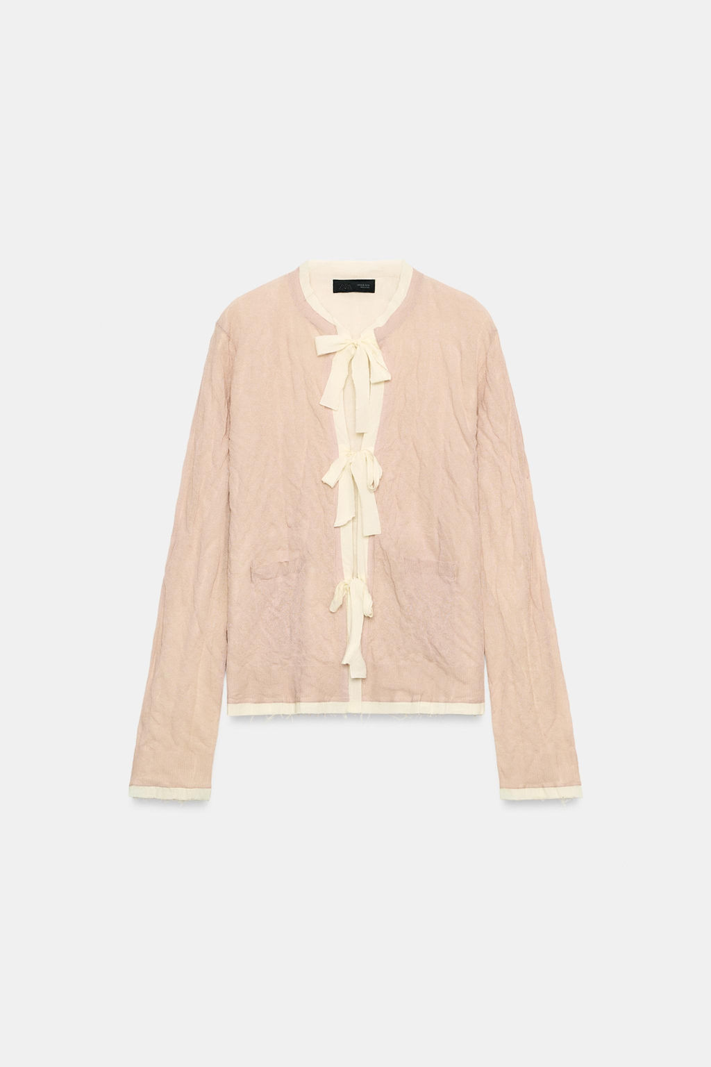 CHAQUETA COMBINADA PUNTO LAZOS / Rosa / Blanco - Zara фото 4