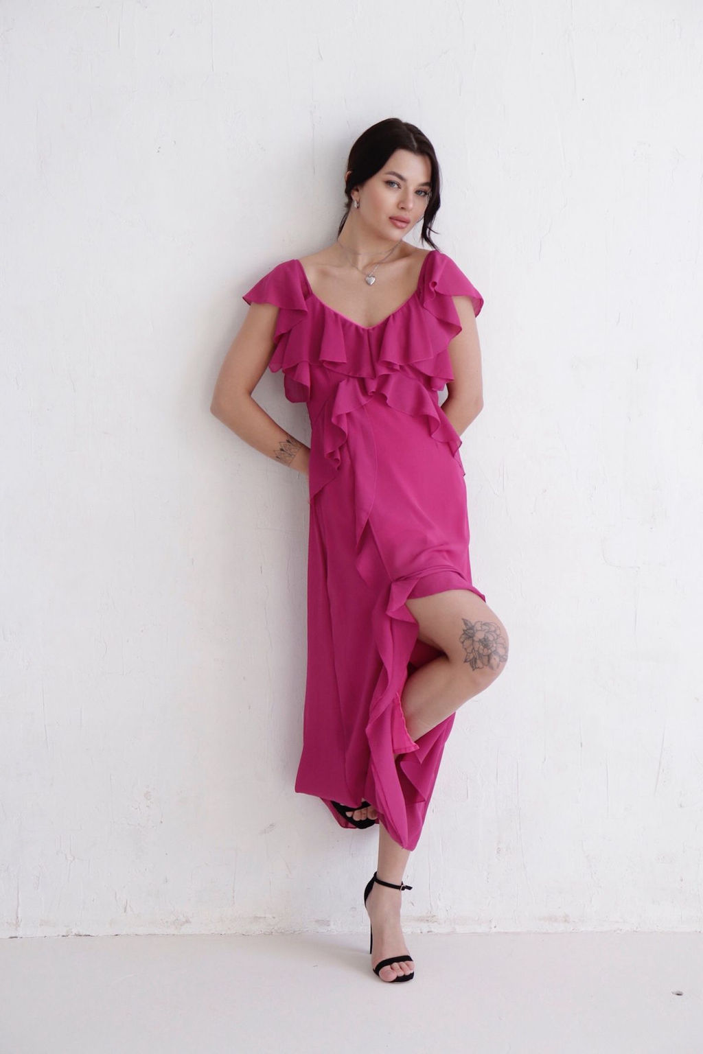 Платье с воланами малиновое - Martichelli фото 5