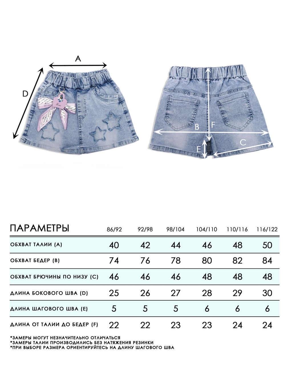 Шорты джинсовые для девочек