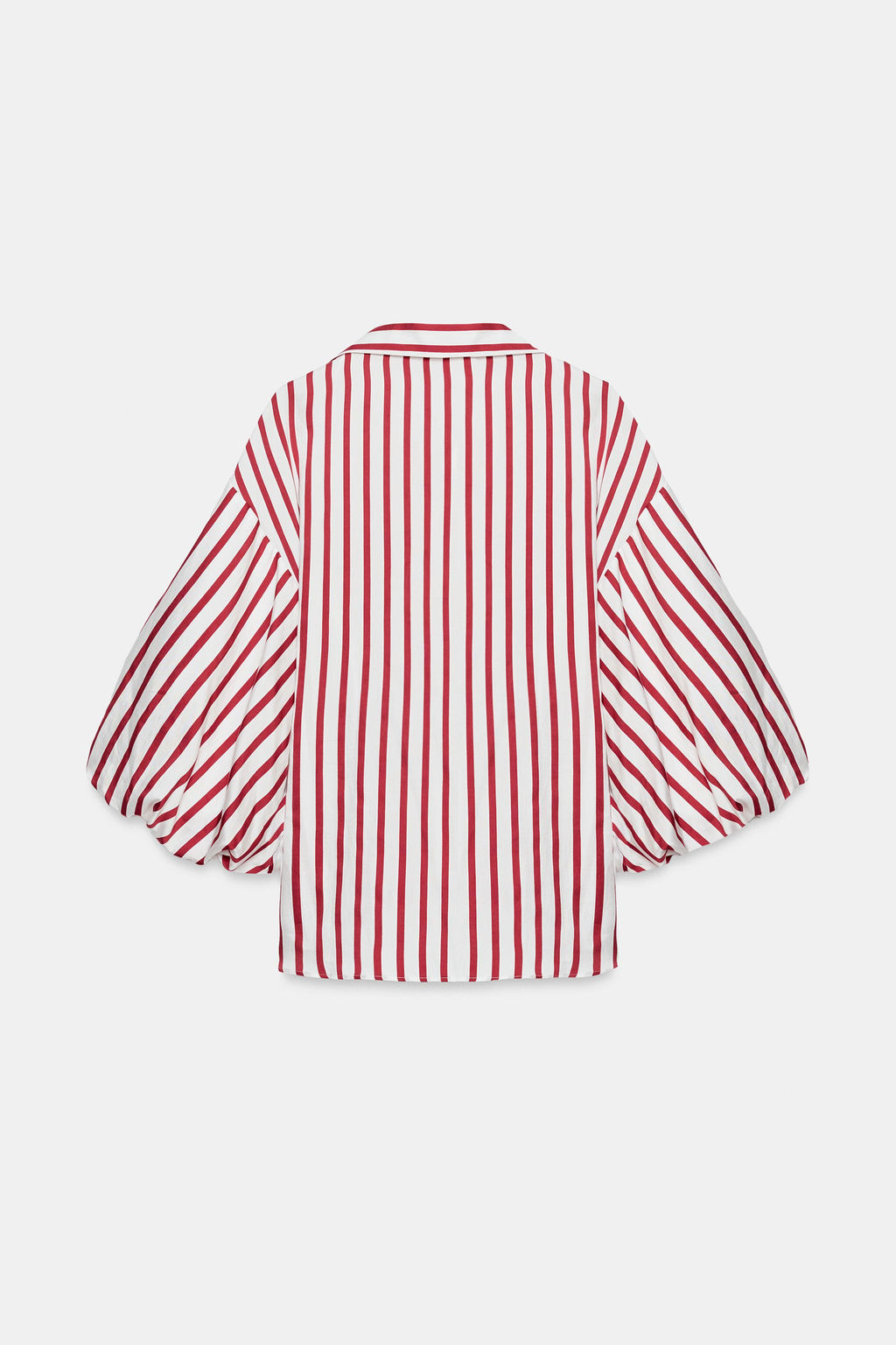 CAMISA RAYAS MANGA ABULLONADA / Rojo / Blanco