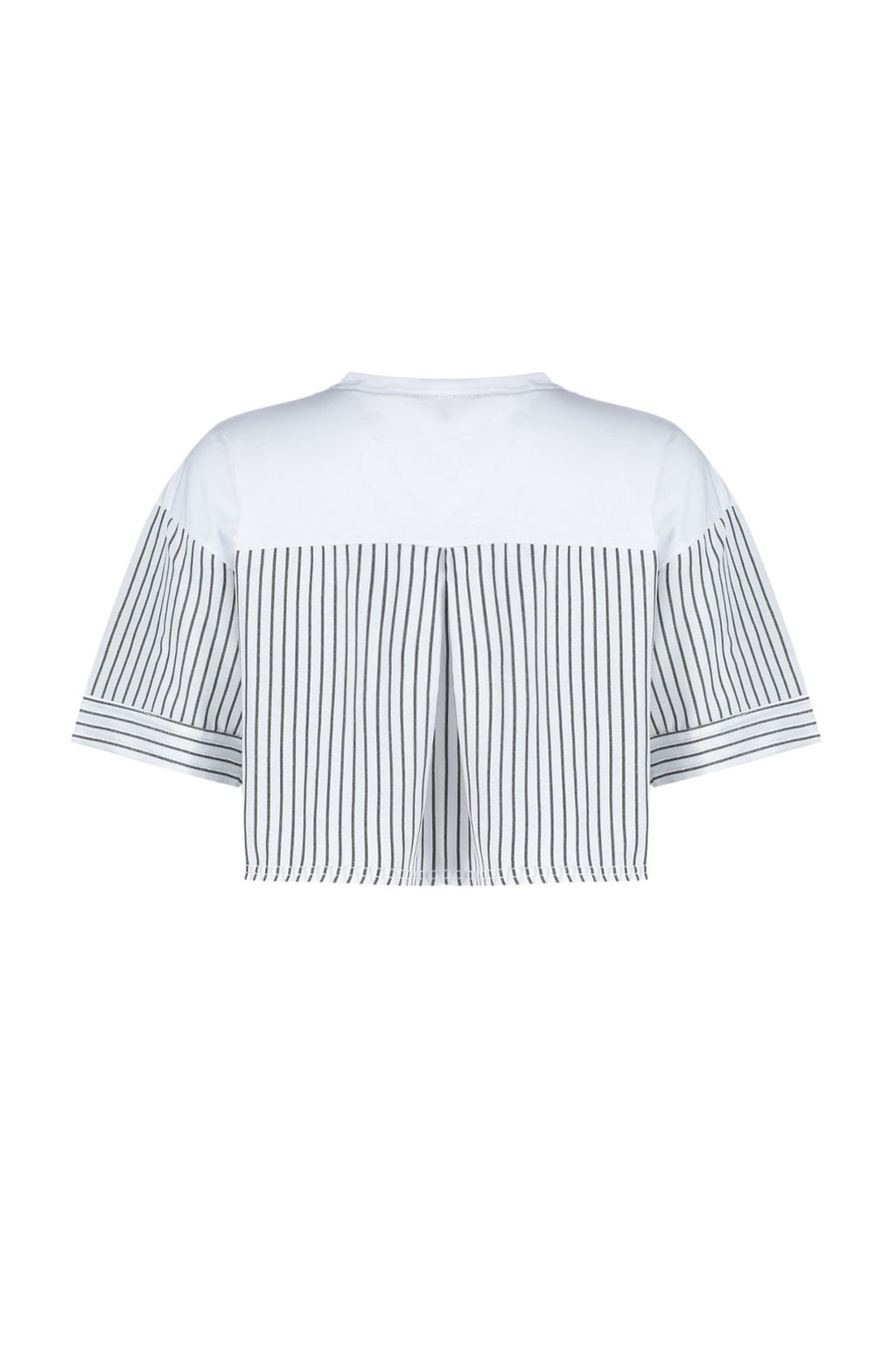 Beyaz Cizgili Poplin Kol Detayl? Slogan Bask?l? Crop Orme T-Shirt TWOSS24TS00239 - Trendyolmilla фото 8