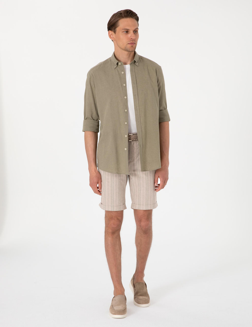 Рубашка Pierre Cardin Regular Fit хаки из льна