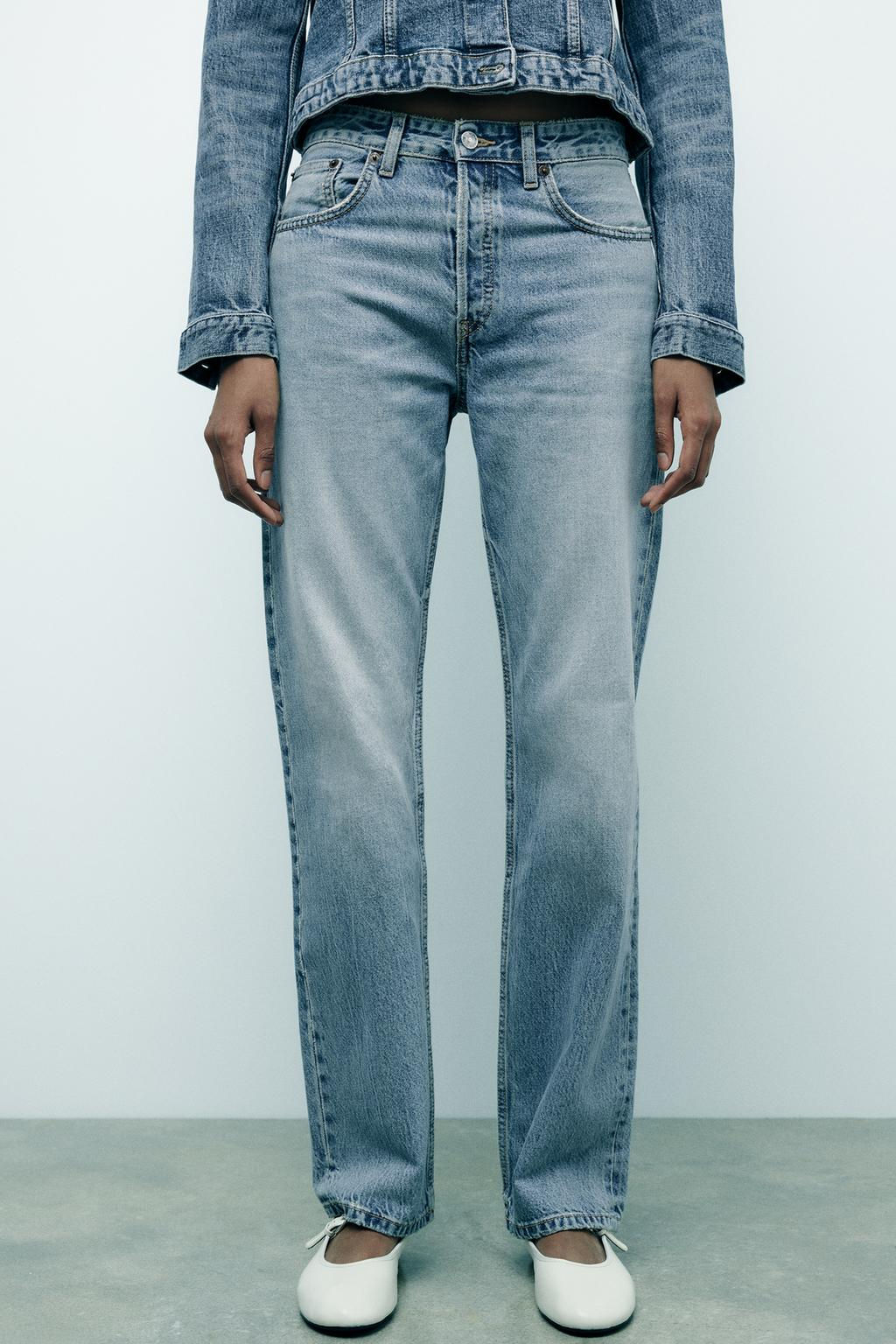 TRF STRAIGHT-LEG MID-RISE JEANS - Zara фото 11
