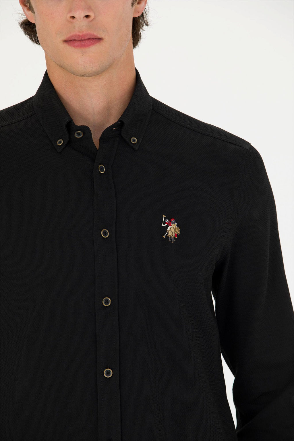 U. S. Polo Assn Мужская черная базовая рубашка с длинным рукавом - U.s. polo assn фото 14