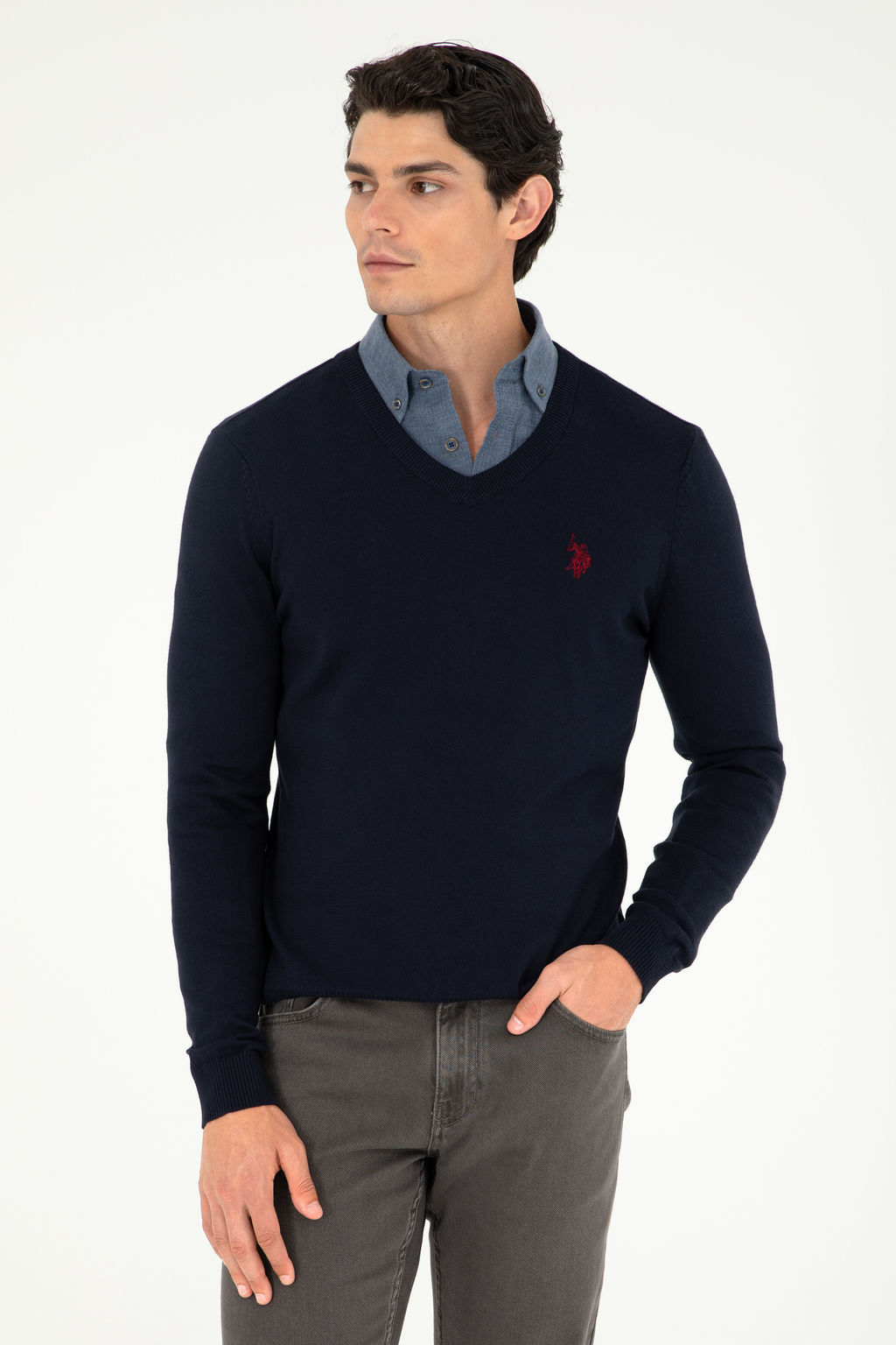 Свитер мужской U.S. Polo Assn темно-синий хлопок фото 15