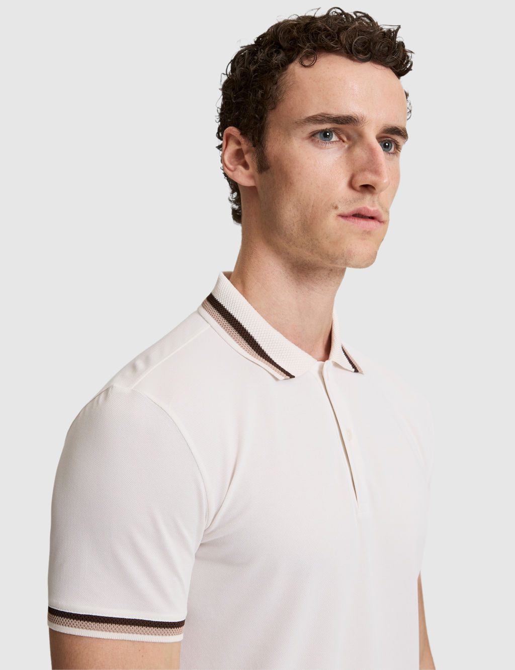 Ekru Slim Fit D__meli Polo Yaka Ti__rt