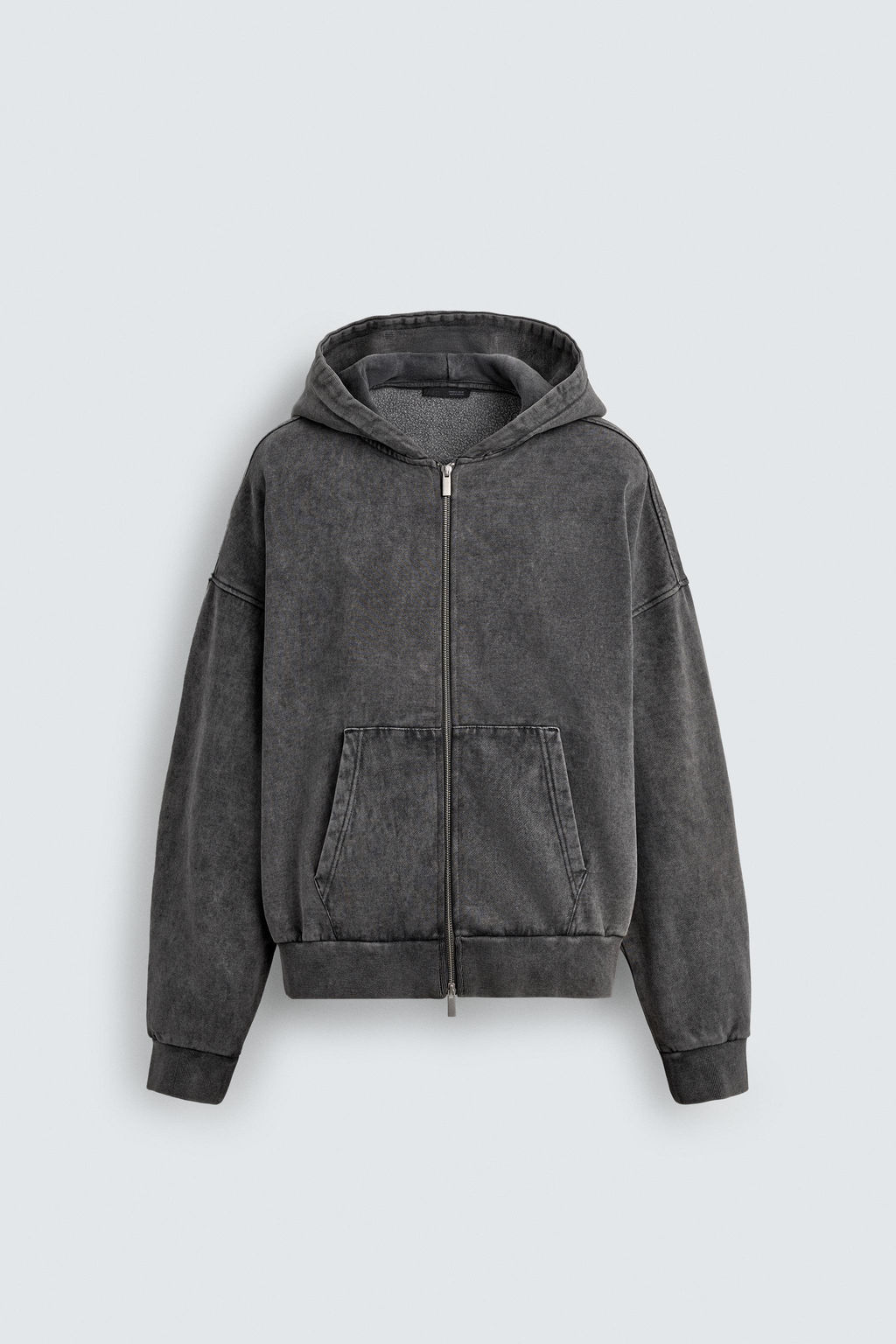 SUDADERA LAVADA CREMALLERA CAPUCHA / Gris?ceo - Zara фото 7