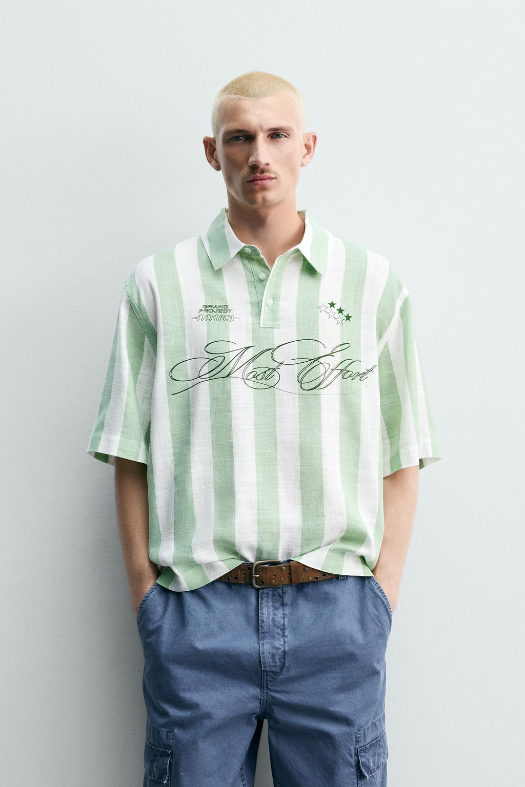 CAMISA POLO BOXY FIT GR?FICOS ESTAMPADOS / Verde - Zara фото 2