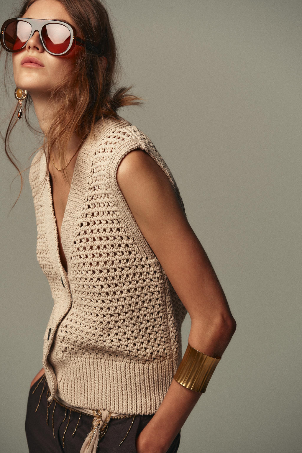 OPEN KNIT WAISTCOAT - Zara фото 4