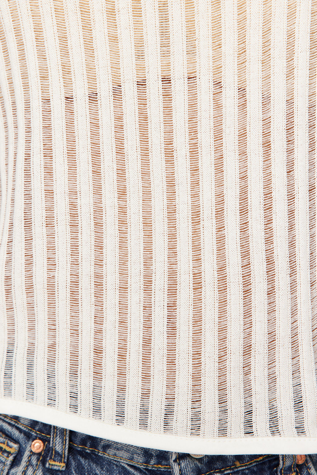 Ekru Triko Gorunumlu Bisiklet Yaka Regular/Normal Kal?p Orme Bluz TWOSS24BZ00504 - Trendyolmilla фото 5