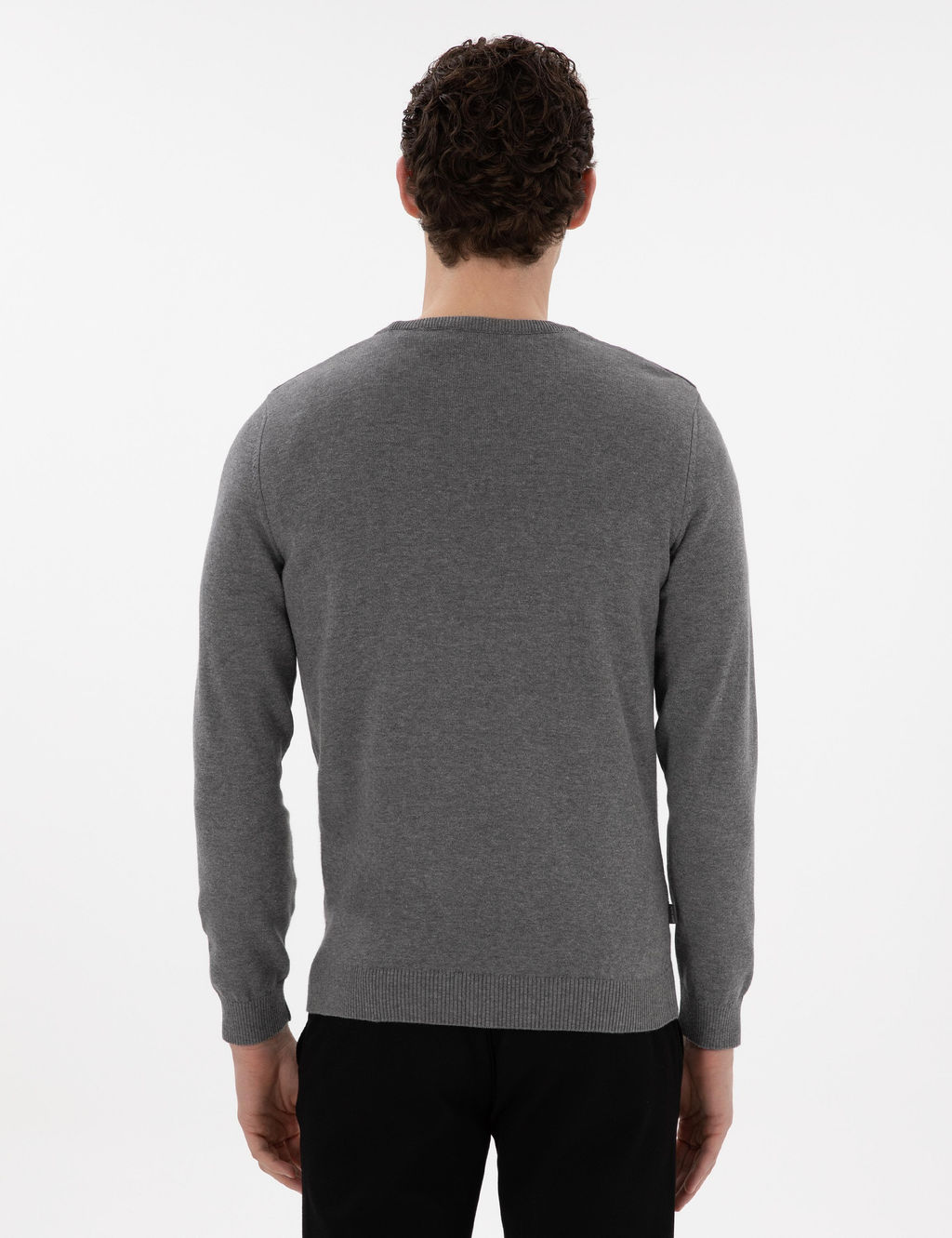 Gri Melanj Slim Fit Bisiklet Yaka Basic Triko Kazak - Pierre cardin фото 5