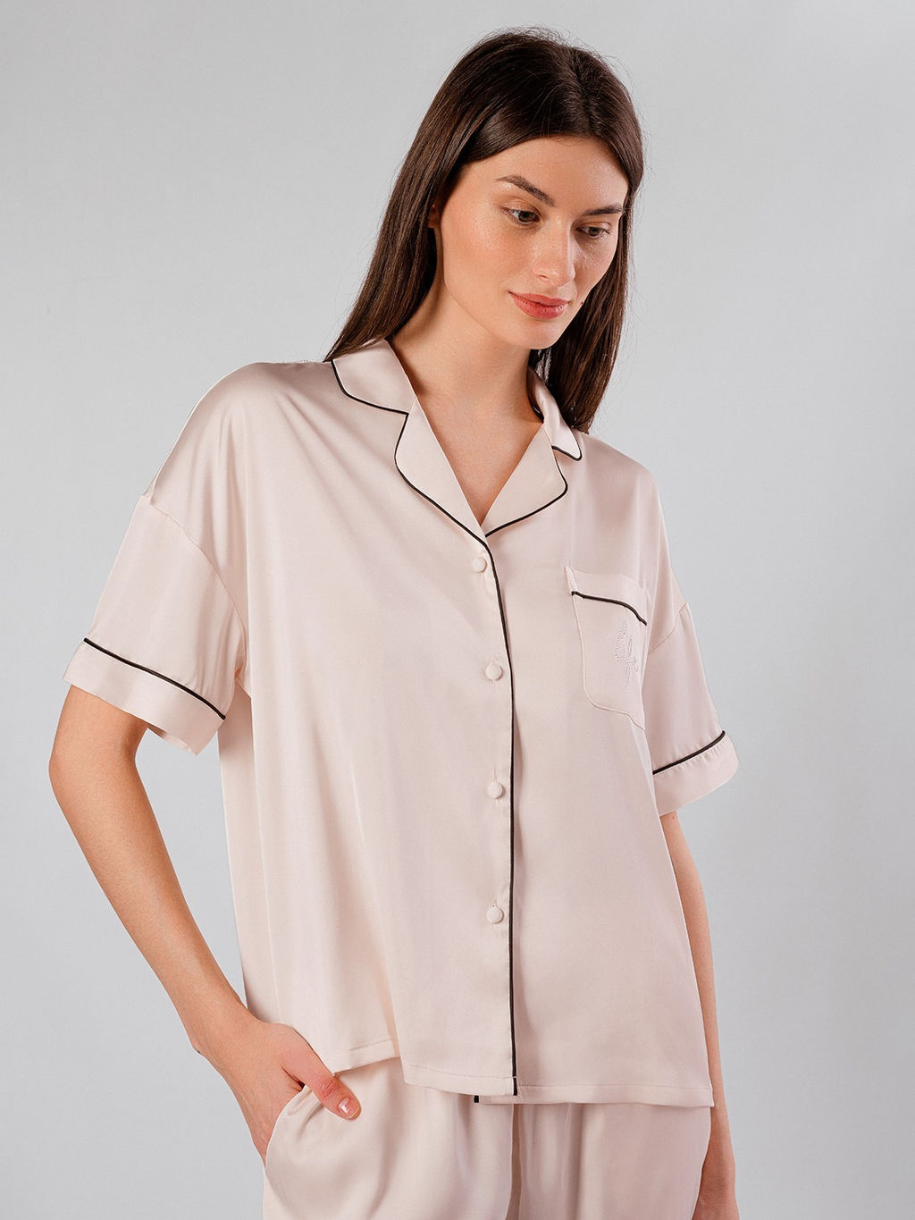 Пижама домашняя Indefini рубашка и брюки из полиэстера  фото 3