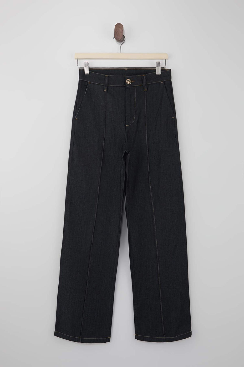 Koyu Mavi Dikis Detayl? Yuksek Bel Ekstra Esnek Wide Leg Jeans TWOSS26JE00053 - Trendyolmilla фото 5