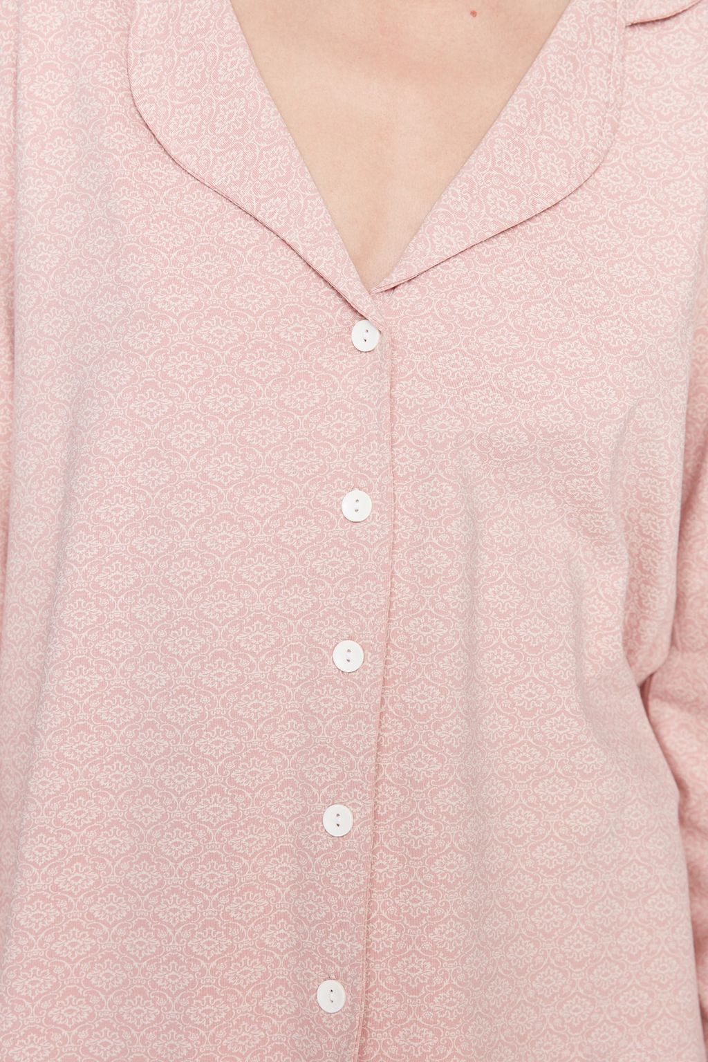 Pudra %100 Pamuklu Bask?l? Orme Pijama Tak?m? THMAW20PT0265