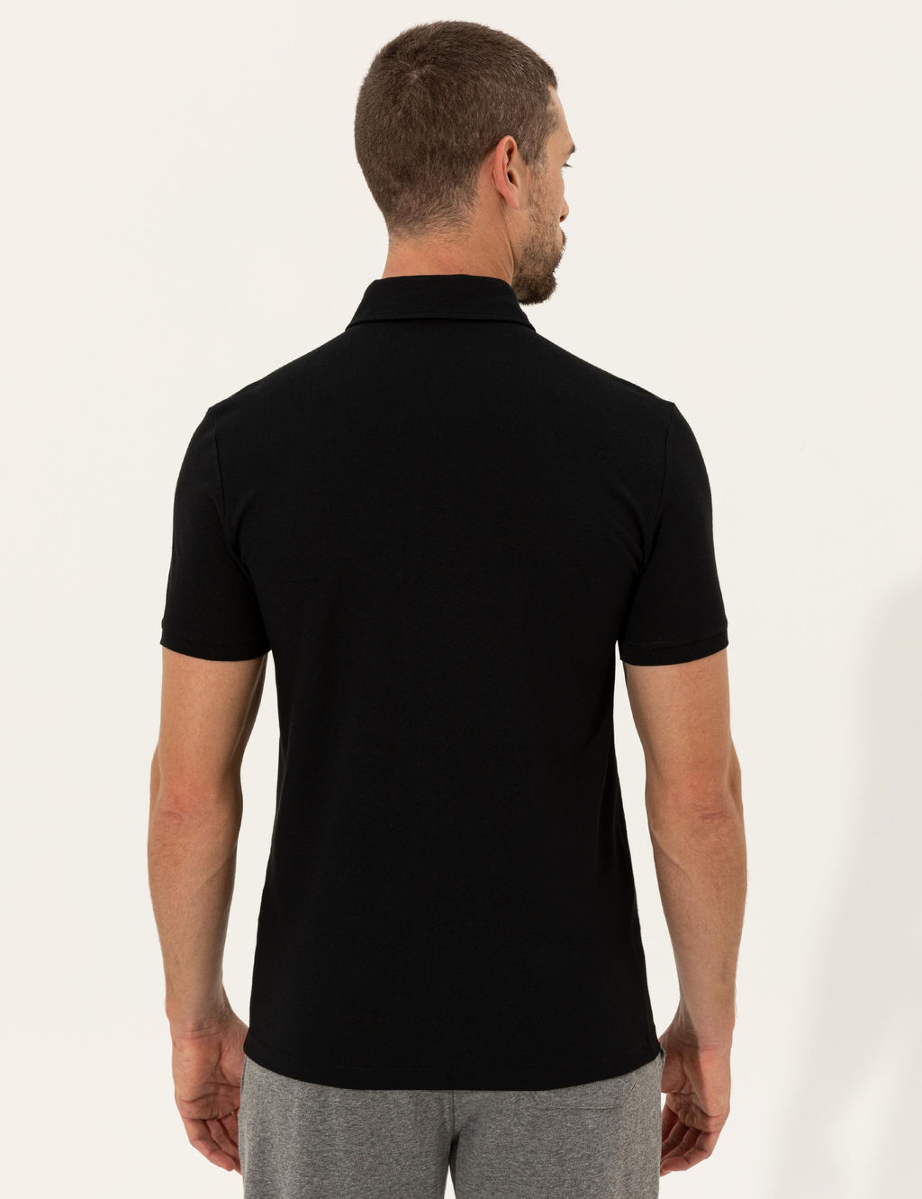 Siyah Slim Fit Dynamic Bask_l_ Polo Yaka Ti__rt