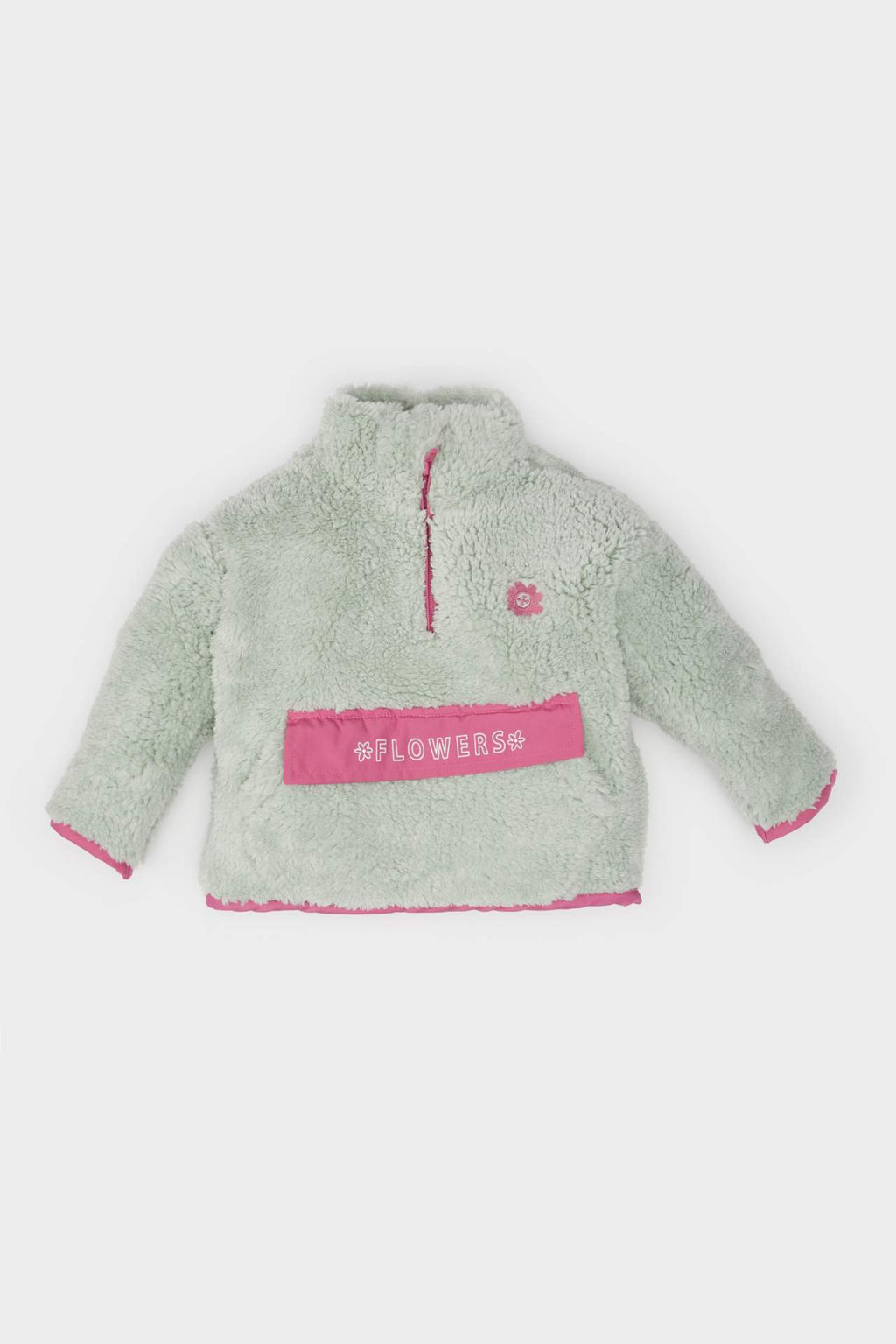 K?z Bebek Dik Yaka Fermuarl? Welsoft Pelus Sweatshirt - Defacto фото 2
