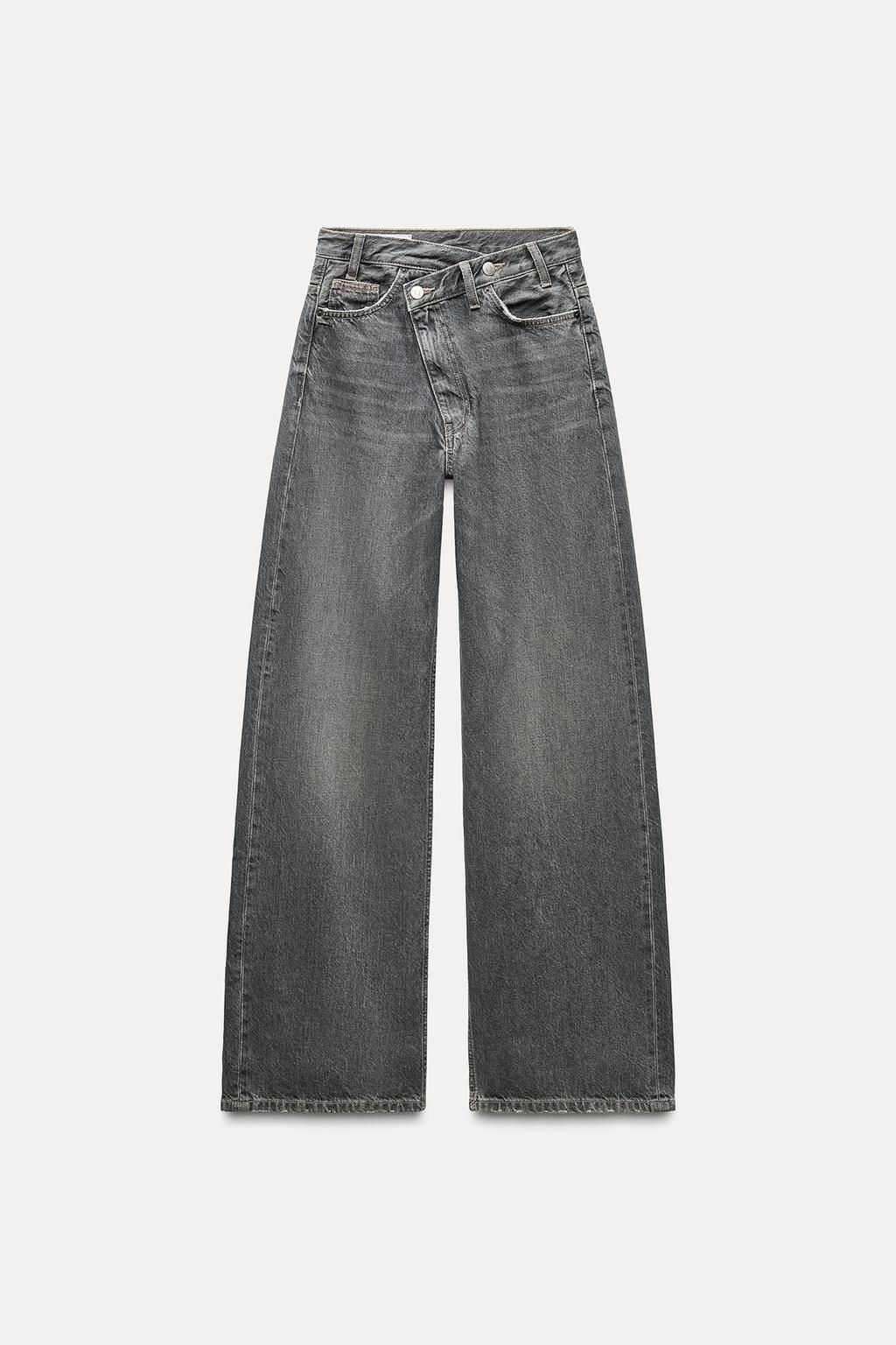 TRF MID-WAIST WIDE-LEG CROSSOVER JEANS - Zara фото 5