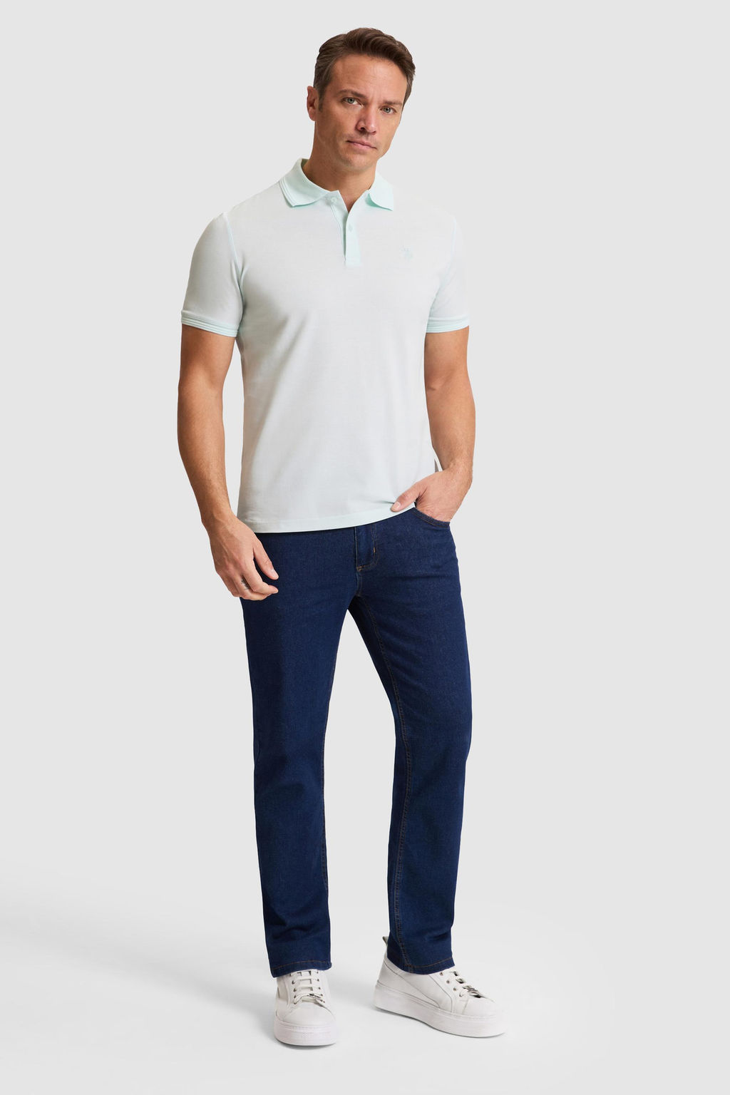Erkek Su Ye_ili Regular Fit Polo Yaka Basic Ti__rt