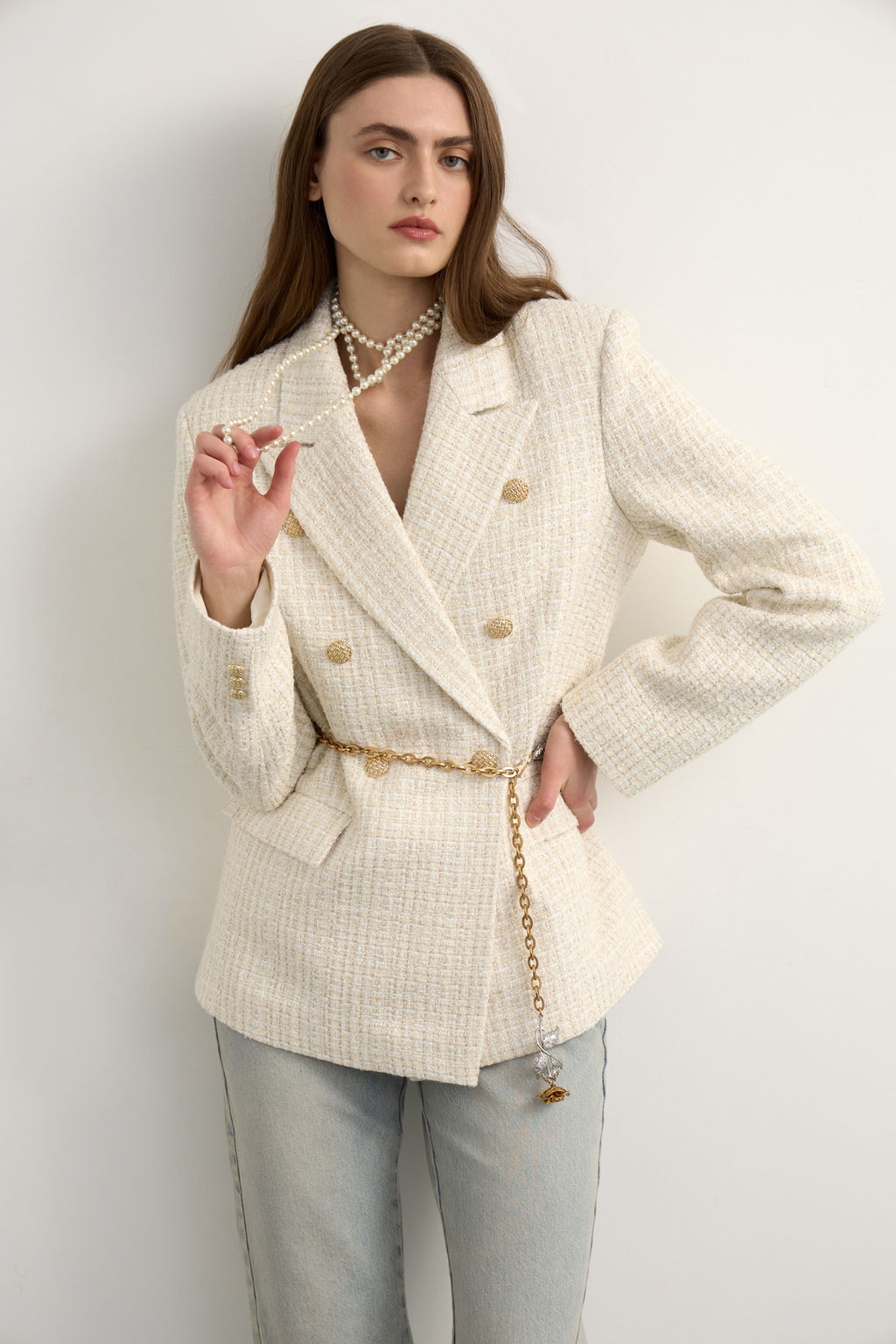 Жакет из твида двубортный - Mollis фото 10