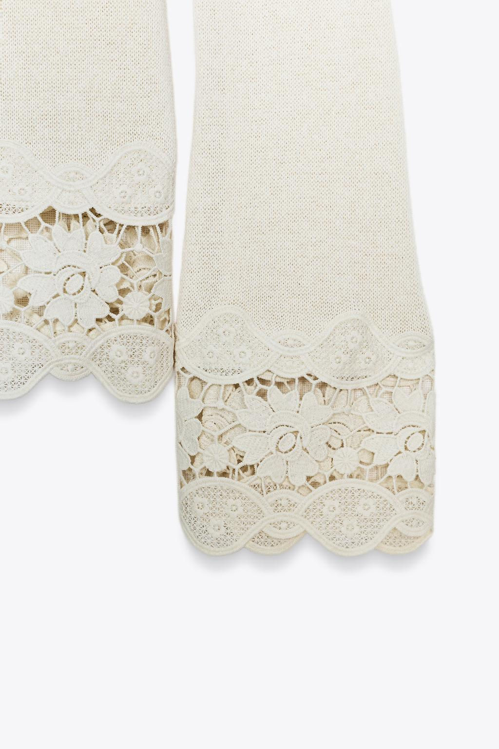 GUIPURE COMBINATION T-SHIRT - Zara фото 10