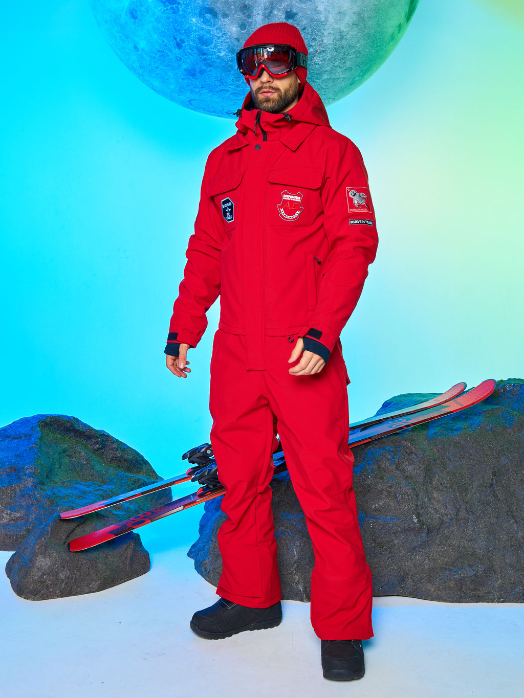 Мужской сноубордический горнолыжный комбинезон Alpha Endless Prometheus 223/230510 RED - Красный