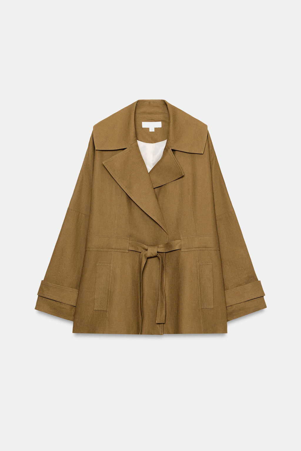 CHAQUETA TRENCH CON LINO CINTUR?N / Aceite - Zara фото 8