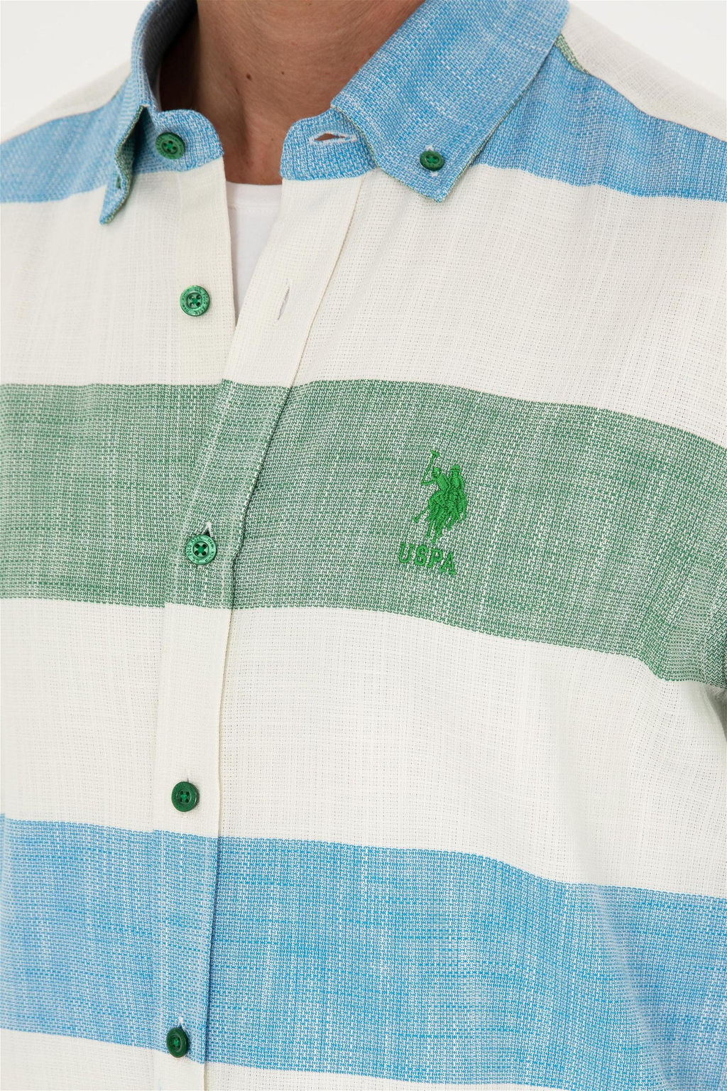 U. S. Polo Assn / Мужская зеленая рубашка с длинным рукавом - U.s. polo assn фото 7