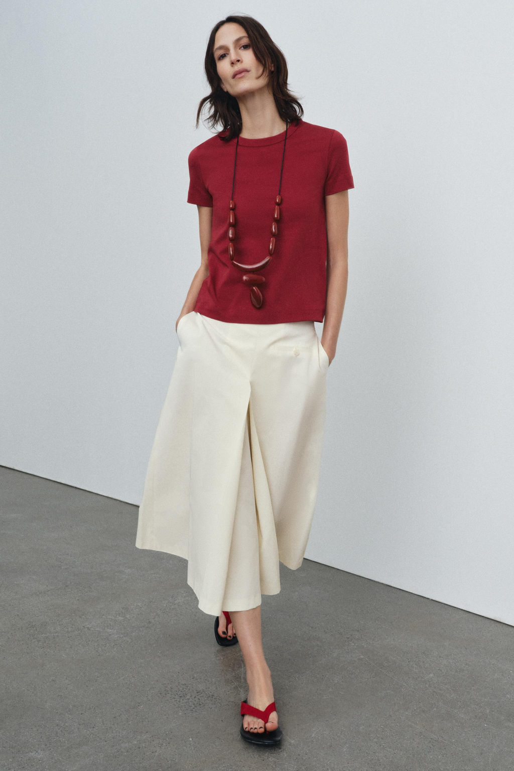 CAMISETA INTERLOCK MANGA CORTA / Granate - Zara фото 3