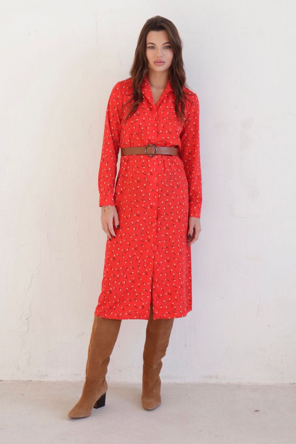 Платье-рубашка с английским воротником принт - Martichelli фото 101