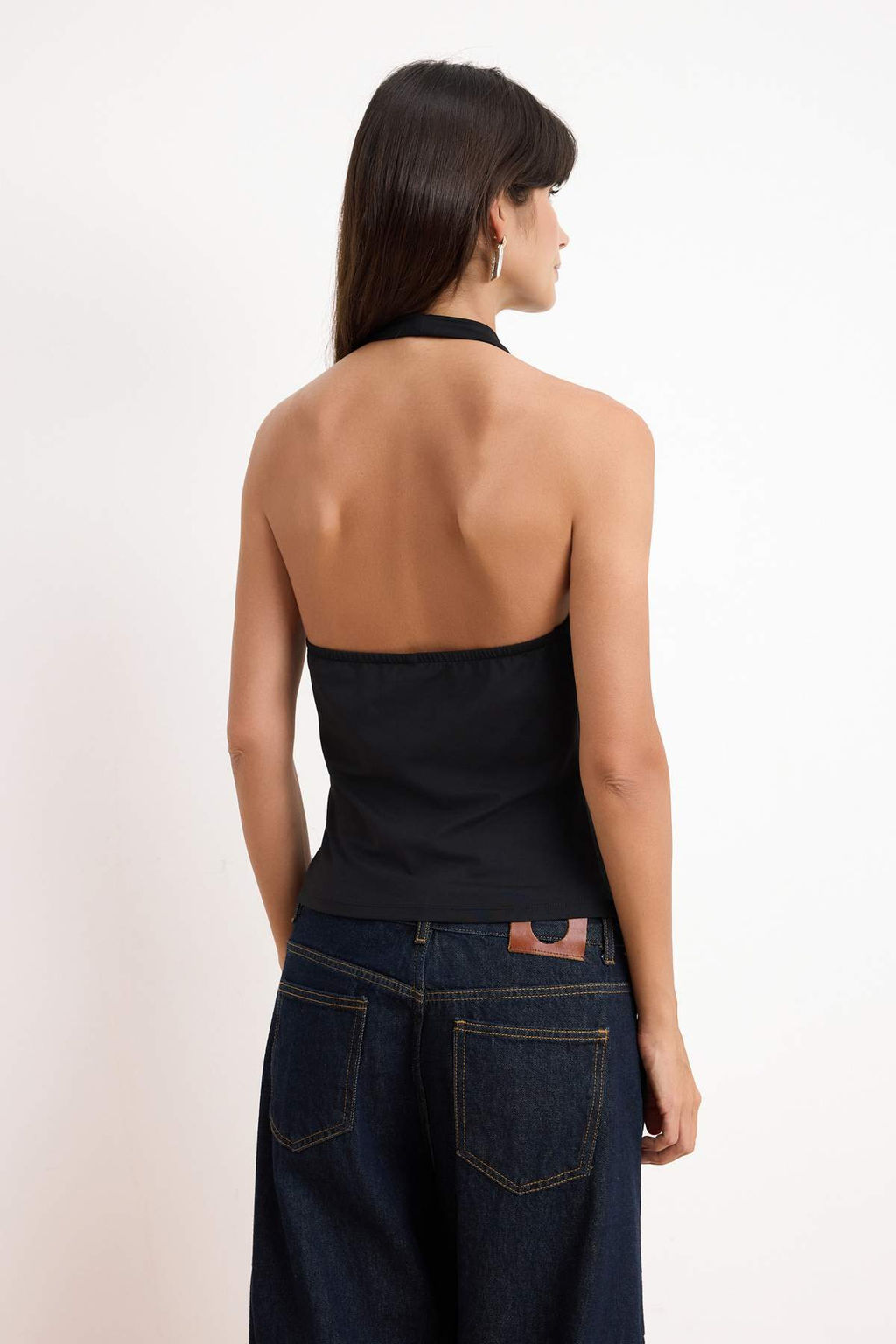 Siyah Fitted/Vucuda Oturan Boyundan Baglamal? Kolsuz Poliamid Orme Bluz TWOSS26BZ00463 - Trendyolmilla фото 4