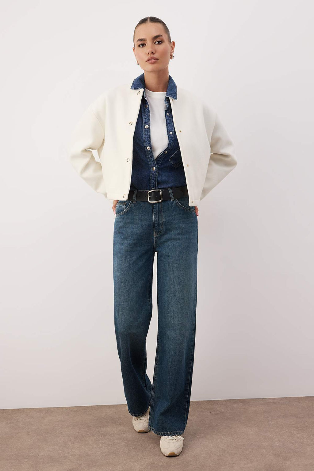 Ac?k Mavi Yuksel Bel Genis Paca Wide Leg Jeans TWOAW26JE00074 - Trendyolmilla фото 5