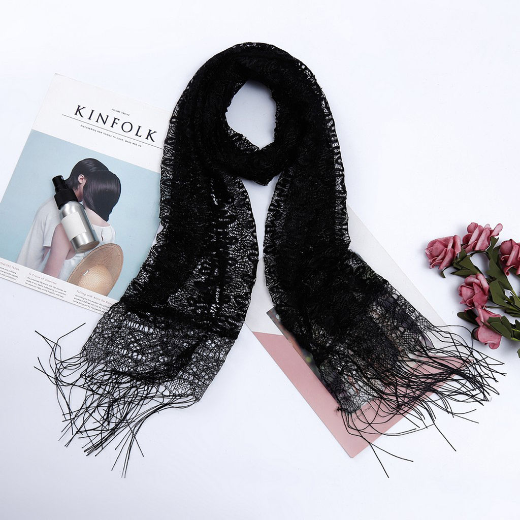 Палантин 160 х 45 см, цвет черный - Мастерская ПОКРОВ фото 6