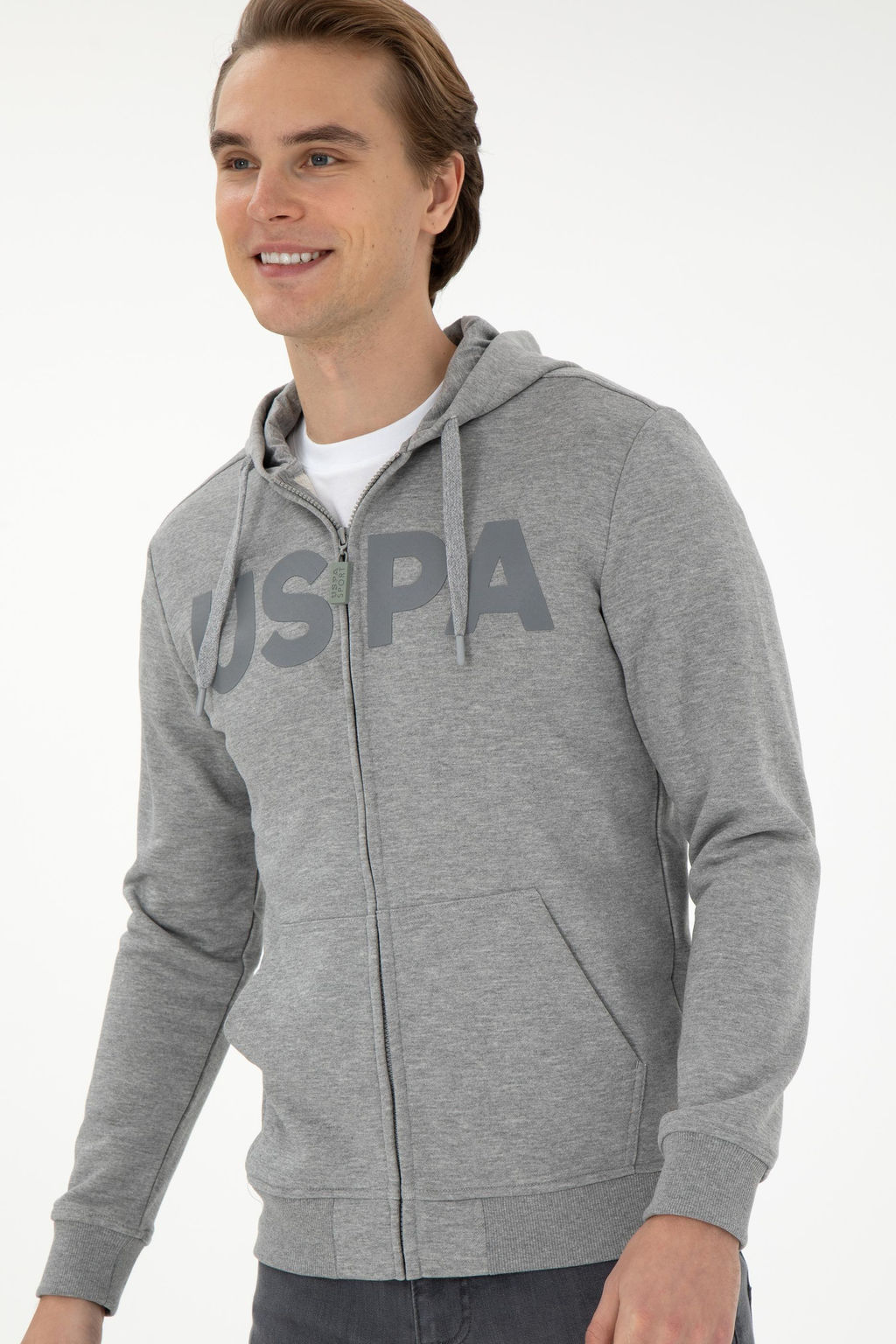 Мужской серый меланжевый вязаный кардиган Неожиданная скидка в корзине - U.s. polo assn фото 3