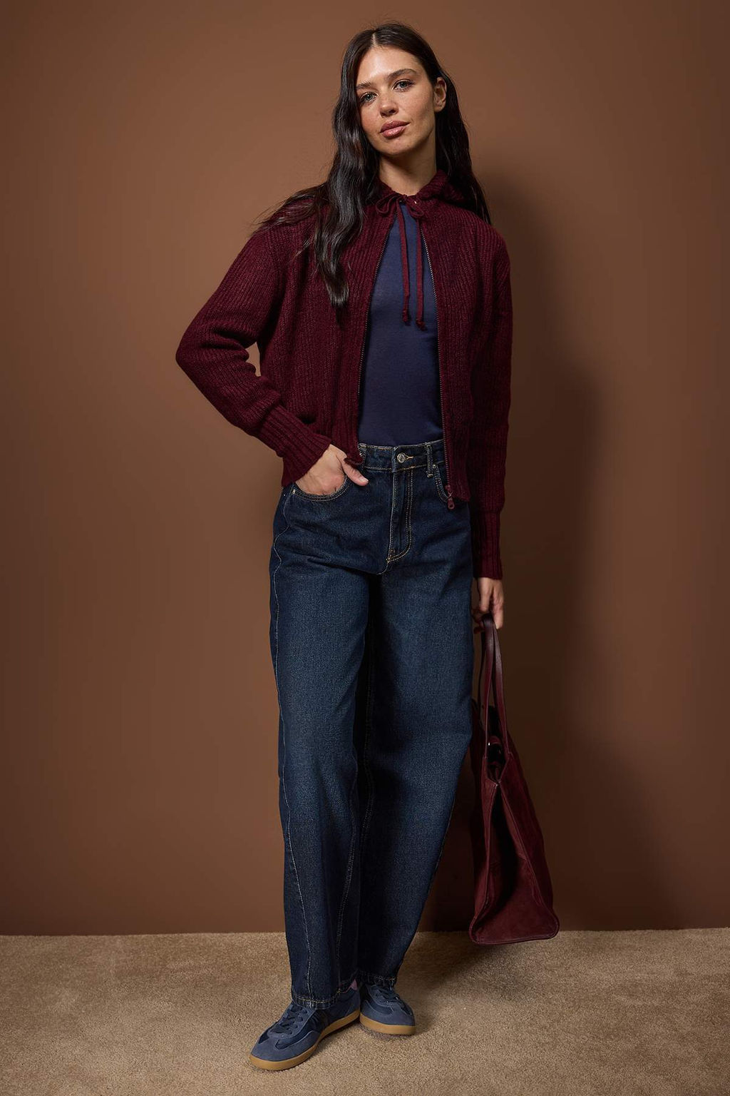 Murdum Yumusak Dokulu Kapusonlu Fermuarl? Triko H?rka TWOAW26HI00296 - Trendyolmilla фото 2